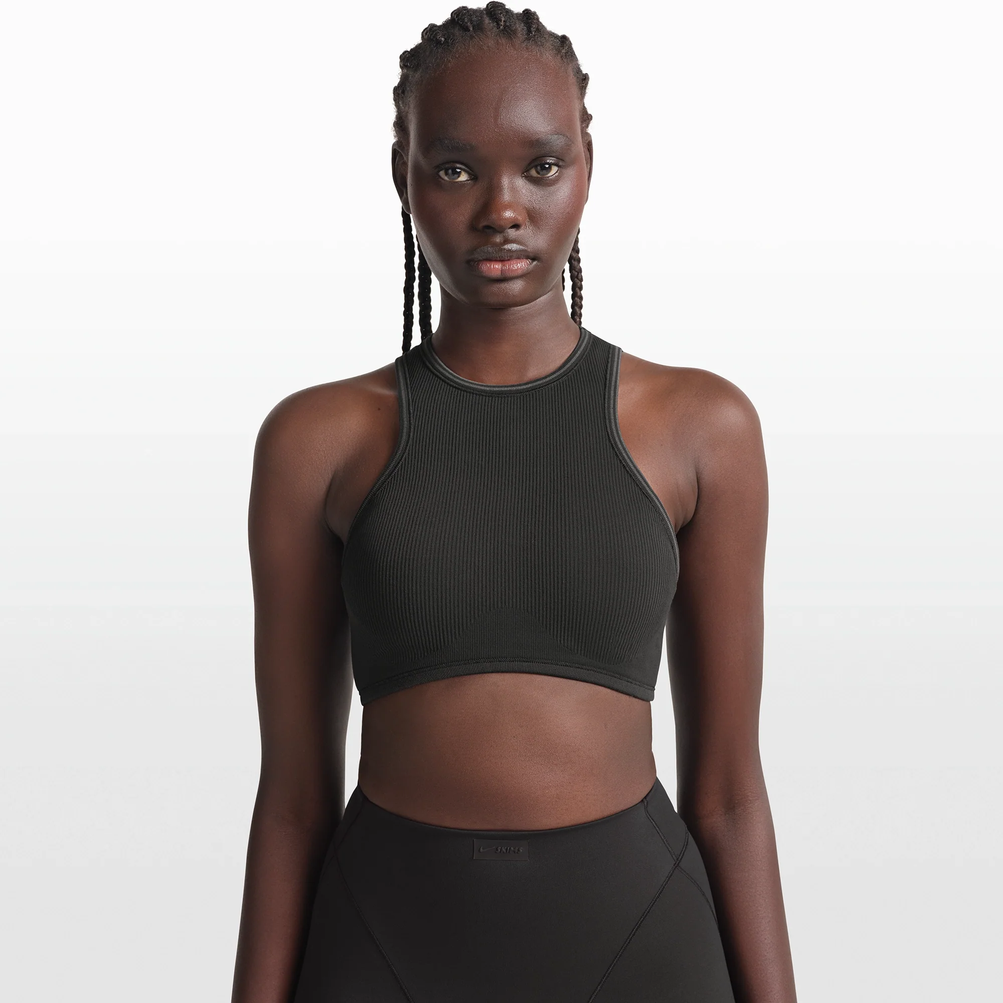 NikeSKIMS RIBBED SEAMLESS RACER FRONT BRA | OBSIDIAN - Image 3