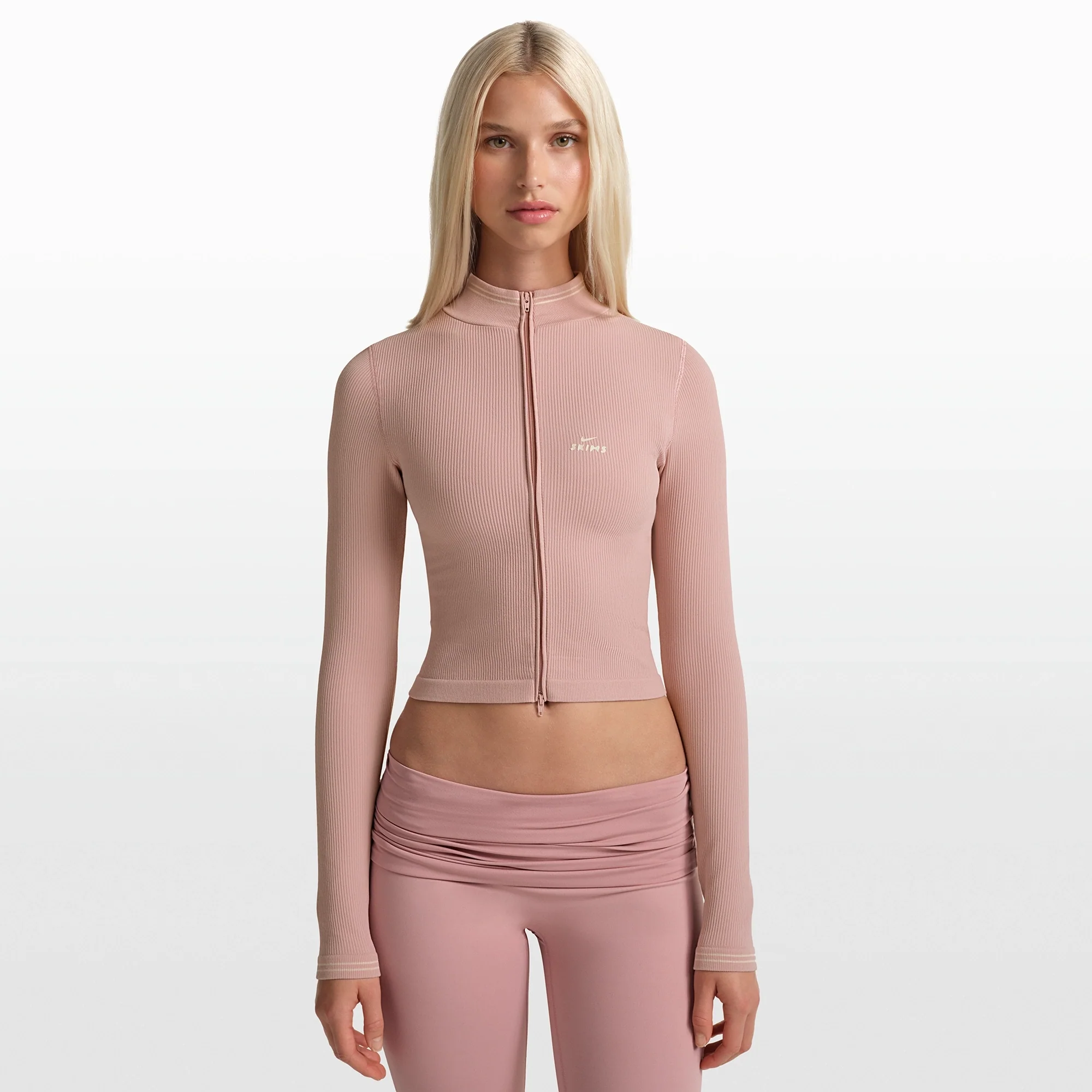 NikeSKIMS RIBBED SEAMLESS ZIP UP CROP JACKET | HIMALAYAN - Image 4