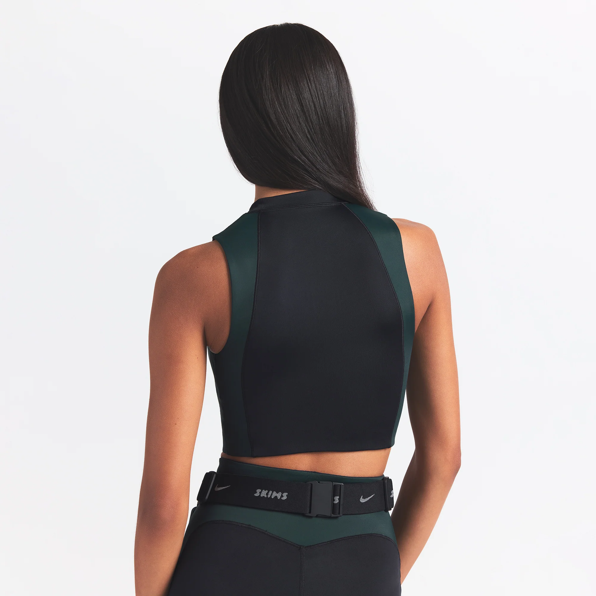 NikeSKIMS SHINE FRONT ZIP BRA | OBSIDIAN AND DARK TEAL - Image 4