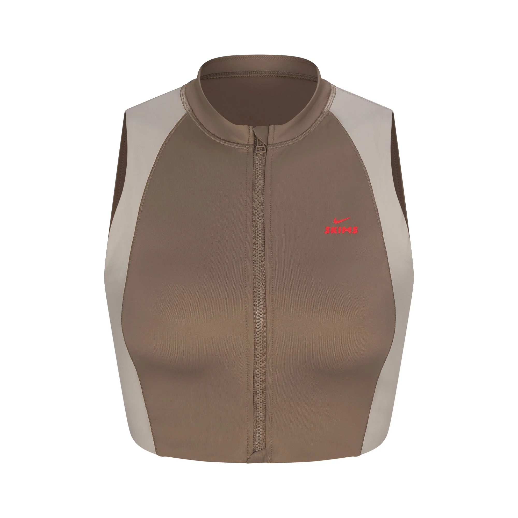 NikeSKIMS SHINE FRONT ZIP BRA | TRUFFLE AND STONE