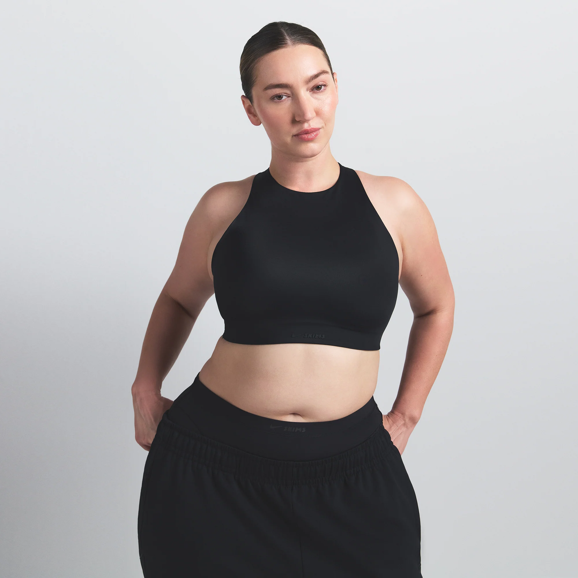 NikeSKIMS SHINE HIGH NECK BRA | OBSIDIAN - Image 3