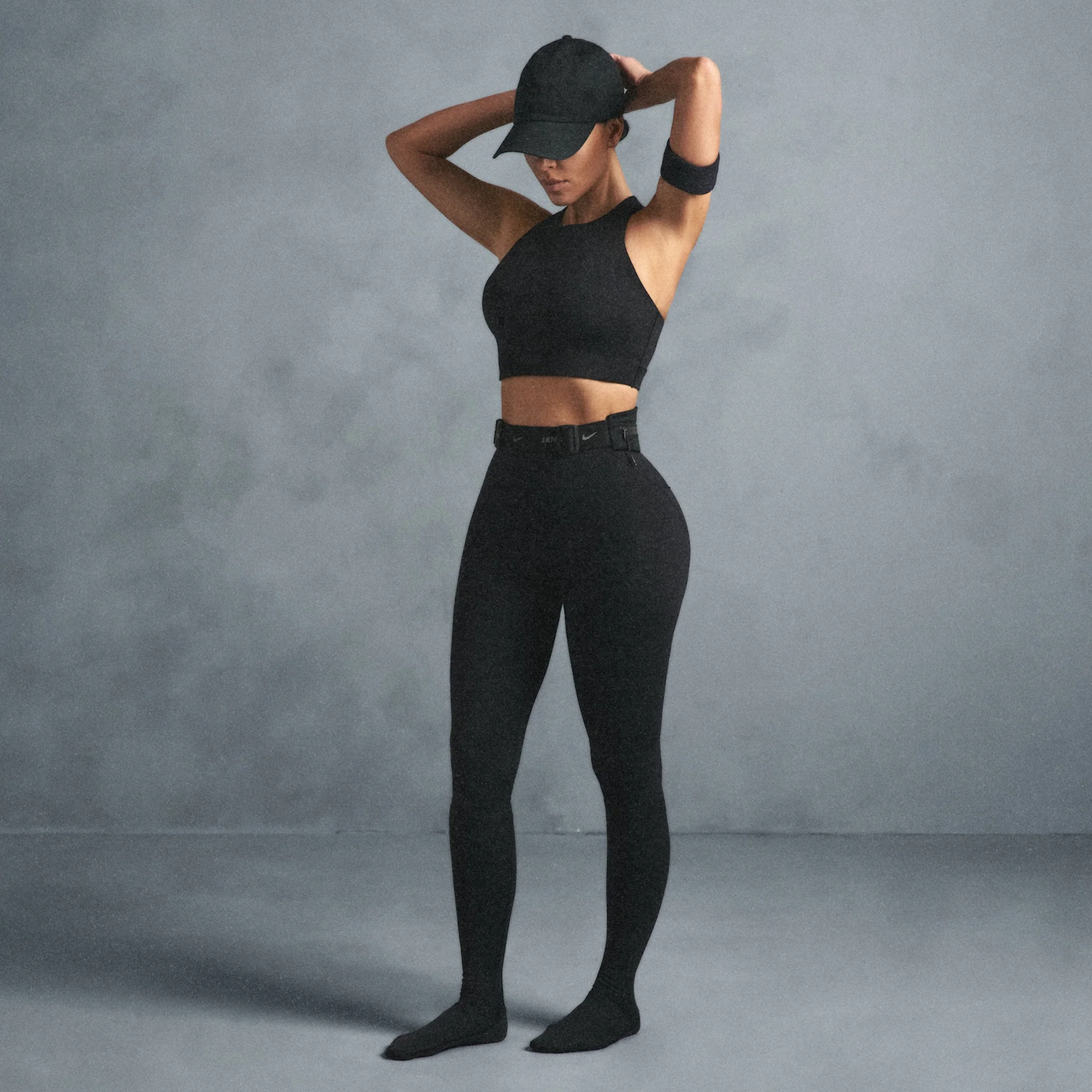 NikeSKIMS SHINE HIGH NECK BRA | OBSIDIAN - Image 5