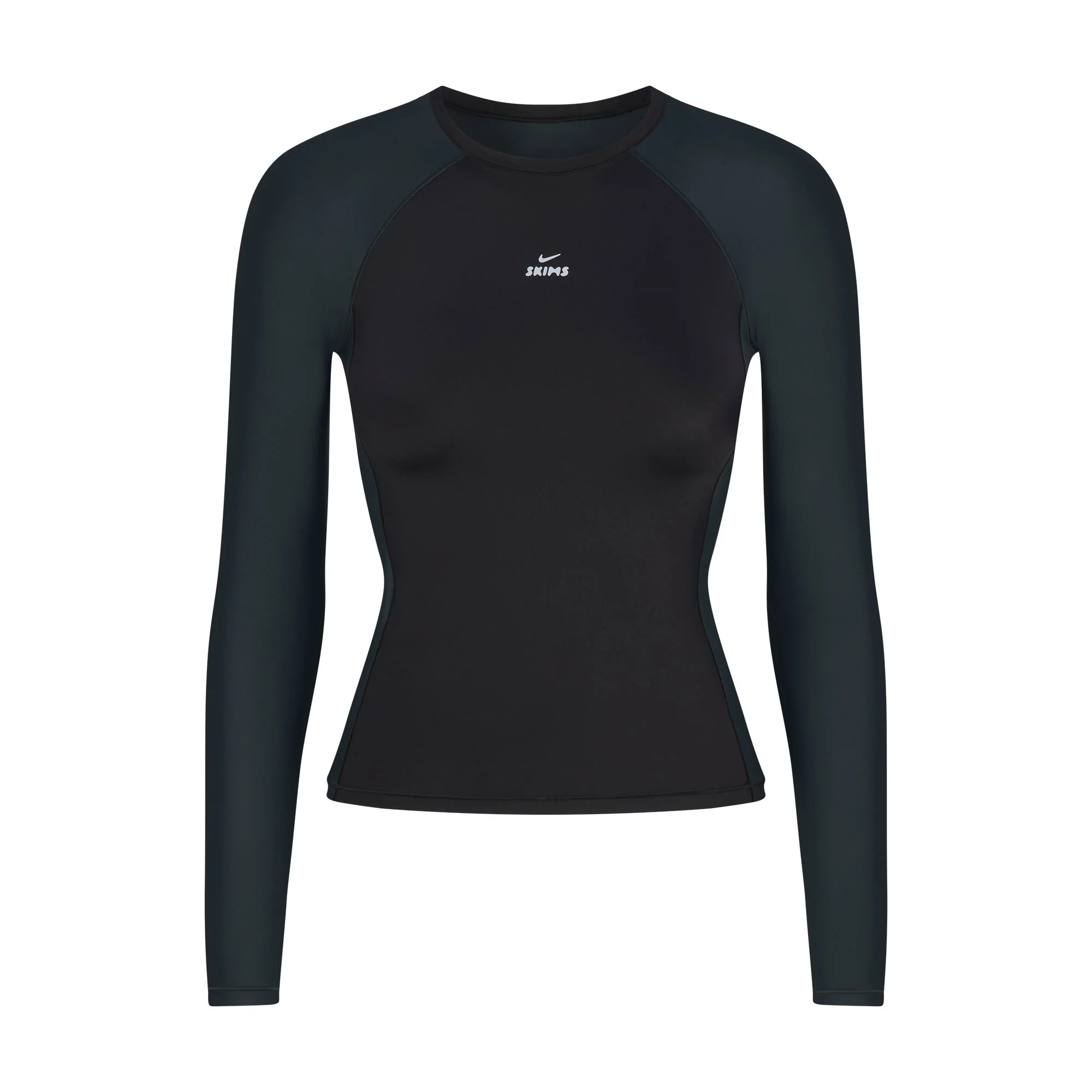 NikeSKIMS SHINE LONG SLEEVE CREW NECK | OBSIDIAN AND DARK TEAL