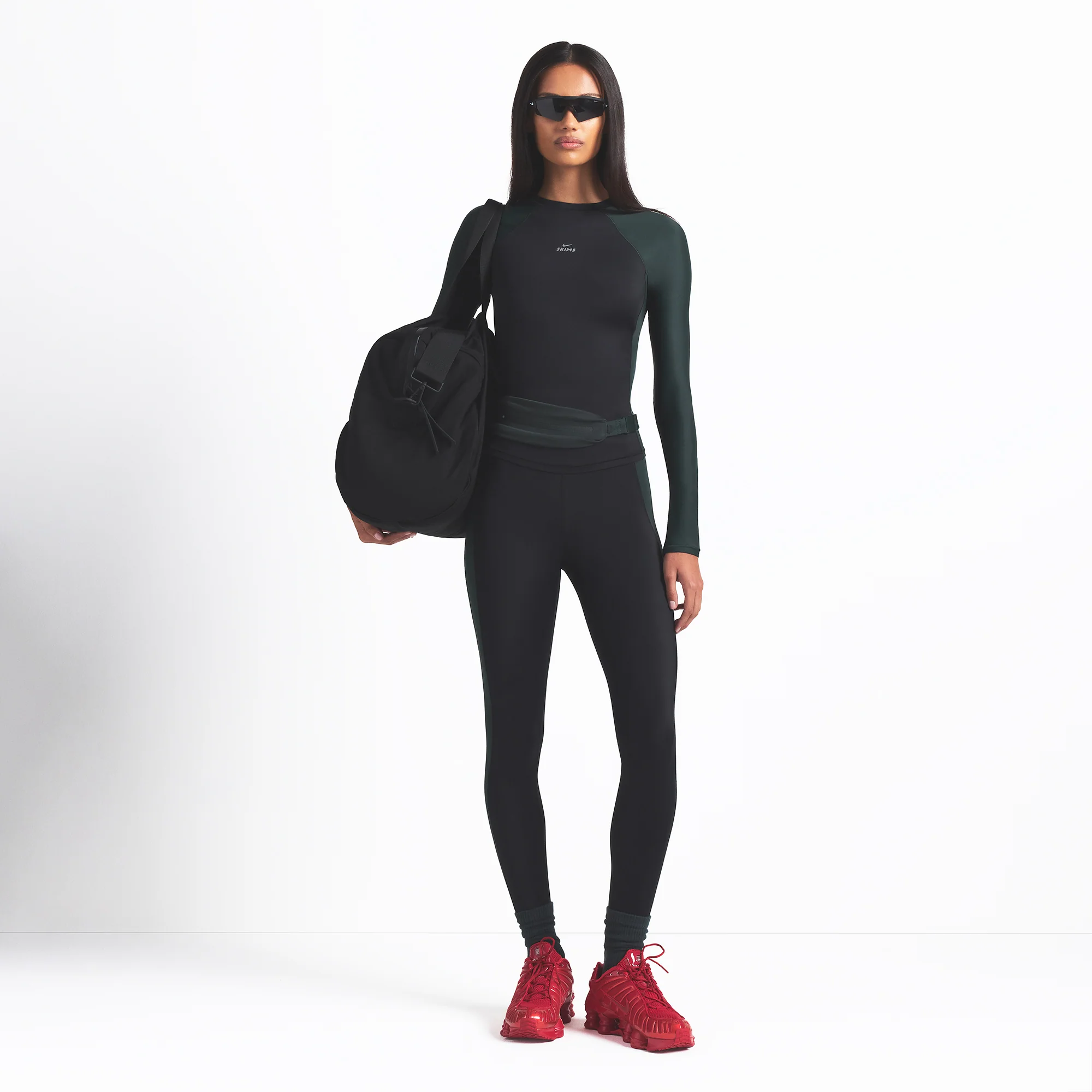 NikeSKIMS SHINE LONG SLEEVE CREW NECK | OBSIDIAN AND DARK TEAL - Image 2