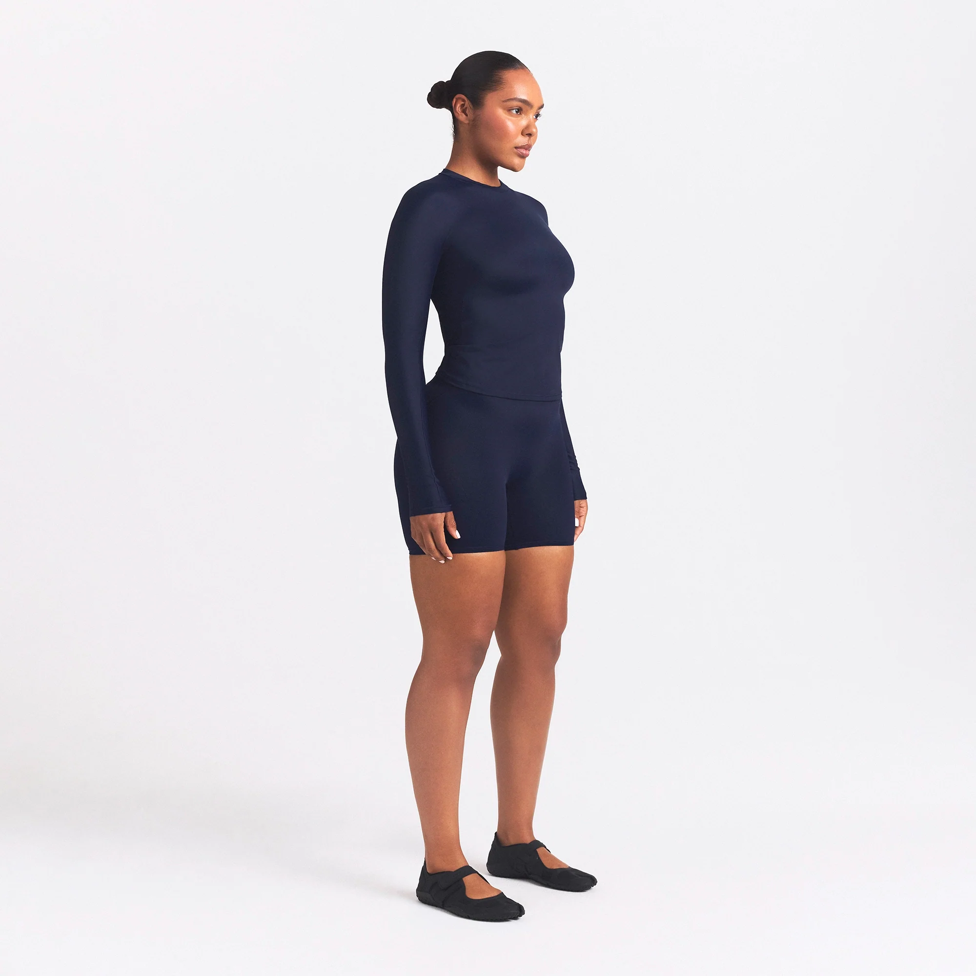 NikeSKIMS SHINE LONG SLEEVE CREW NECK TOP | NAVY - Image 6