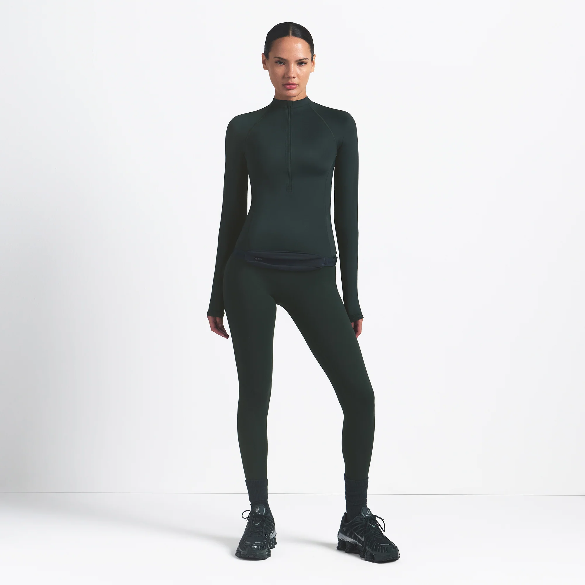 NikeSKIMS SHINE LONG SLEEVE HALF ZIP | DARK TEAL - Image 2