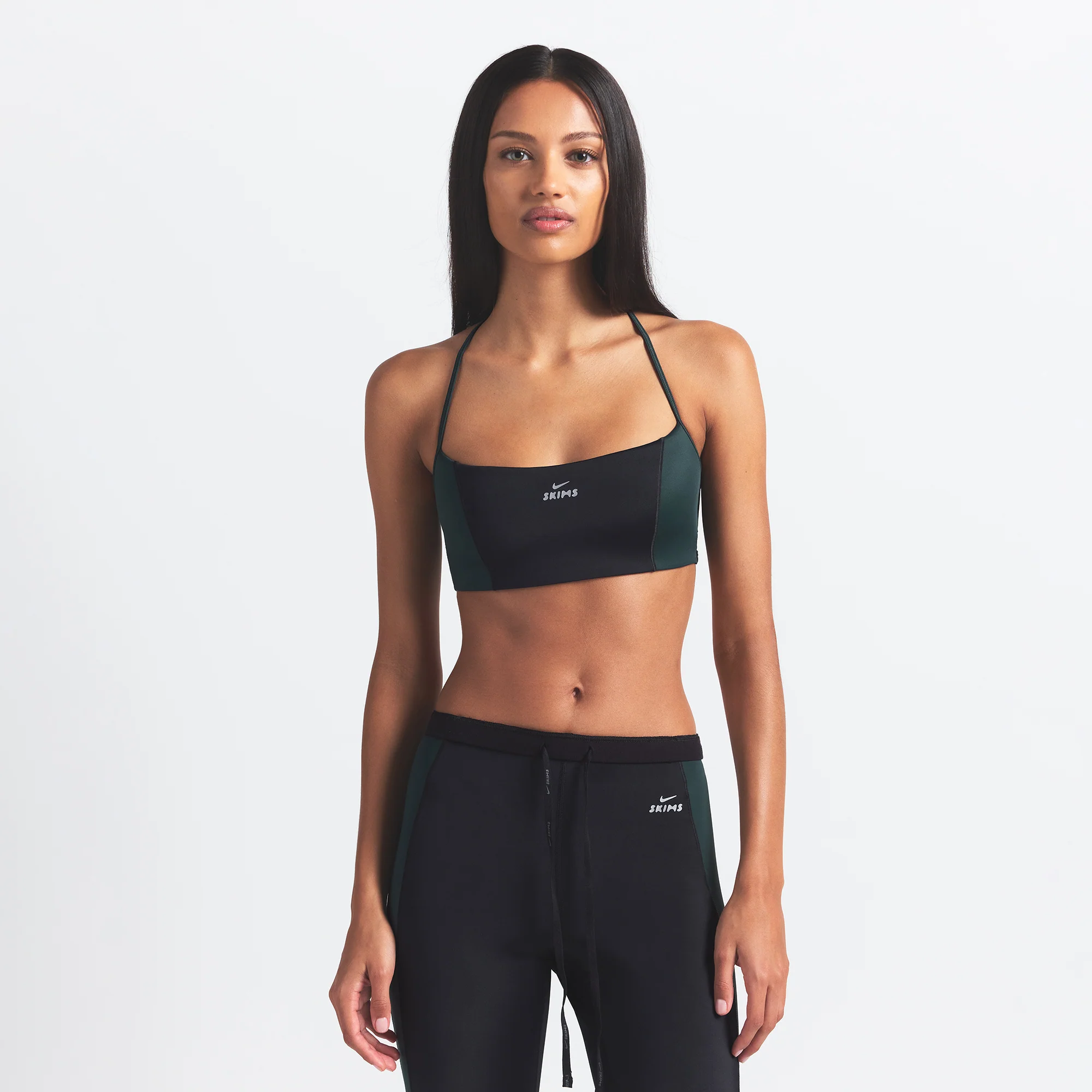 NikeSKIMS SHINE MICRO SCOOP BRA | OBSIDIAN AND DARK TEAL - Image 3