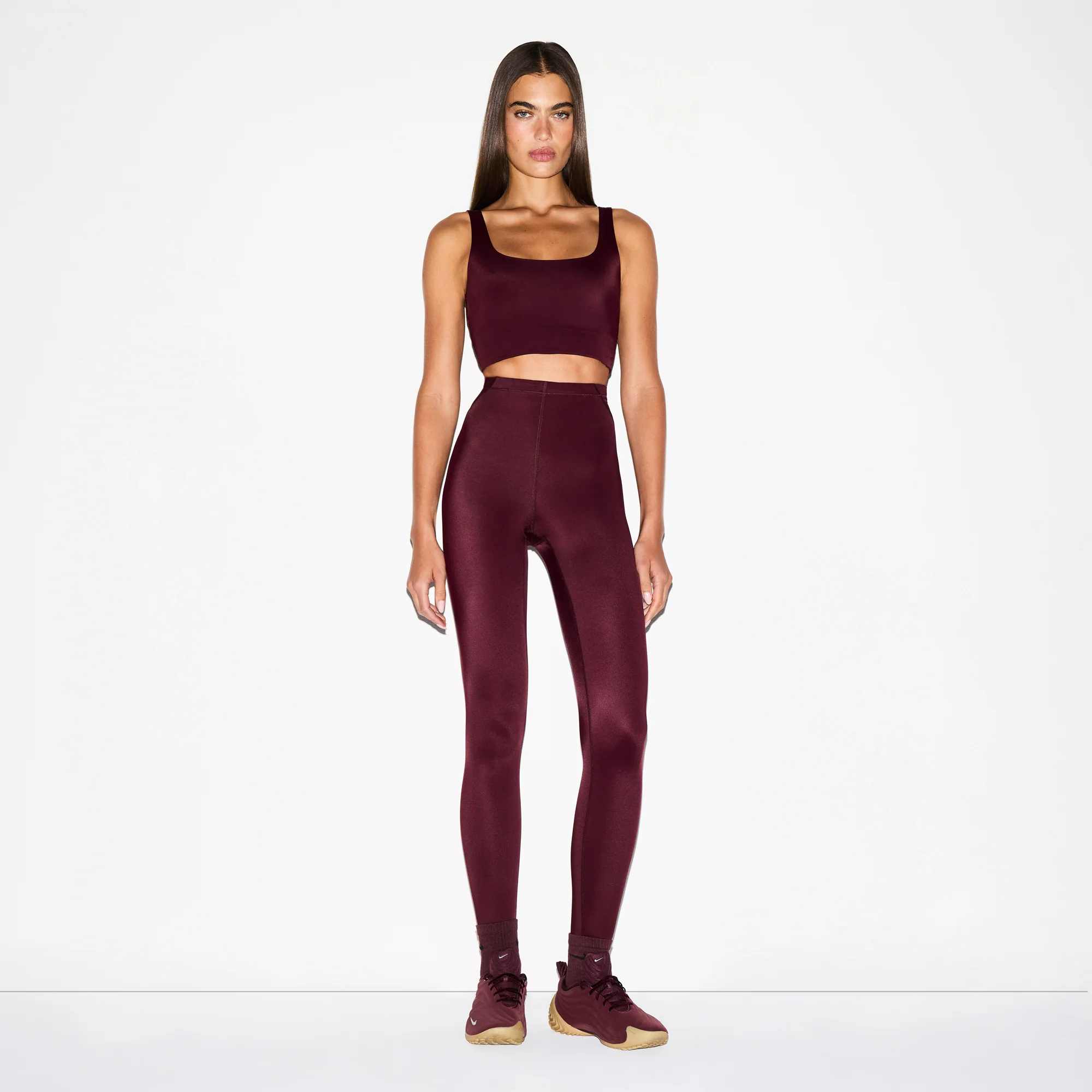 NikeSKIMS SHINE SCOOP NECK BRA TOP | CURRANT - Image 2