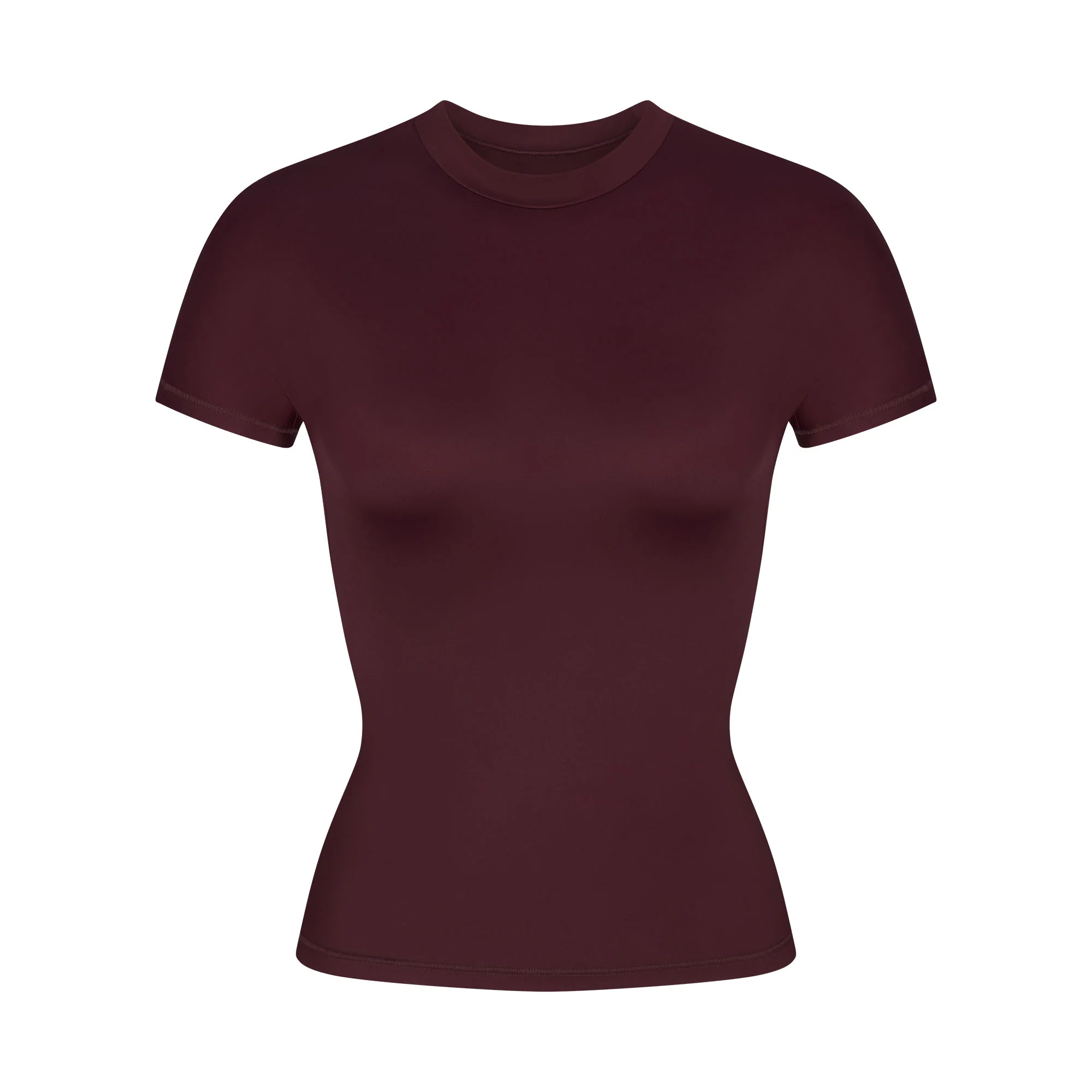 NikeSKIMS SHINE SHORT SLEEVE MOCK NECK TOP | CURRANT