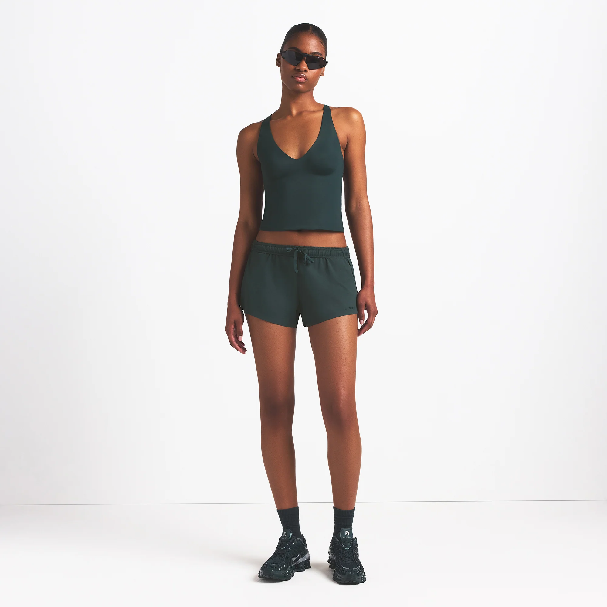 NikeSKIMS SHINE V-NECK TANK | DARK TEAL - Image 2