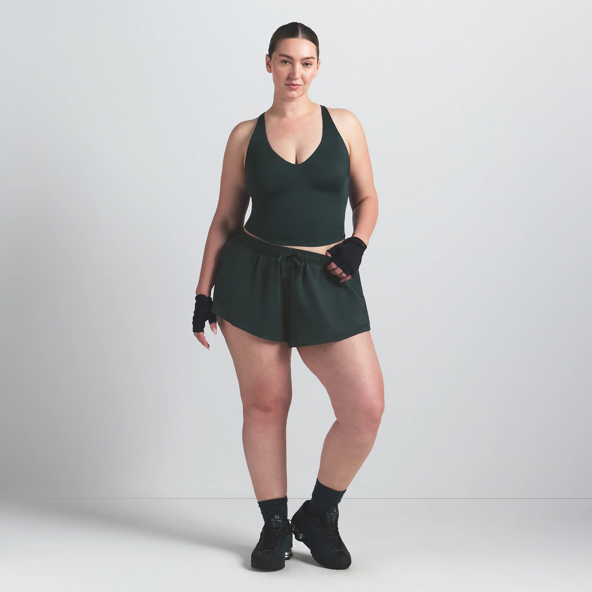 NikeSKIMS SHINE V-NECK TANK | DARK TEAL - Image 5