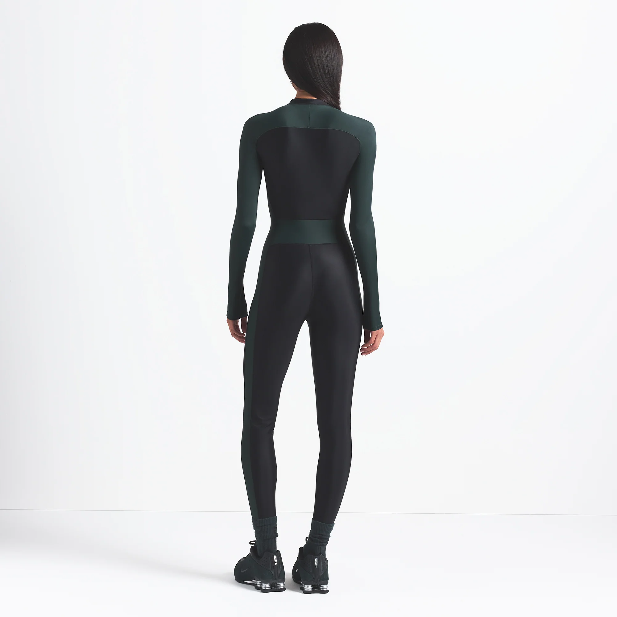 NikeSKIMS SHINE ZIP FRONT LONG ONE PIECE | OBSIDIAN AND DARK TEAL - Image 6