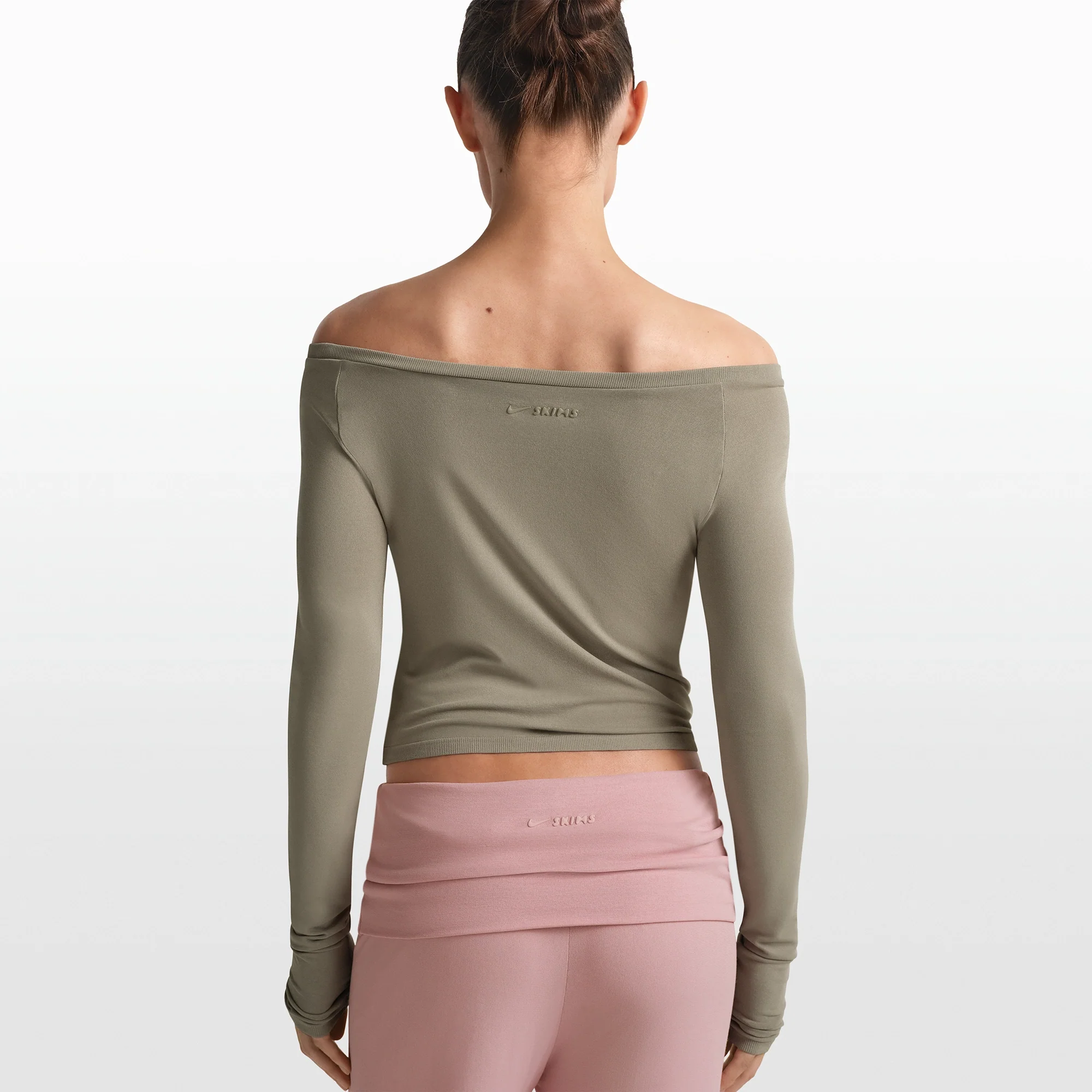 NikeSKIMS STRETCH KNIT LONG SLEEVE BOATNECK TOP | DUNE - Image 6