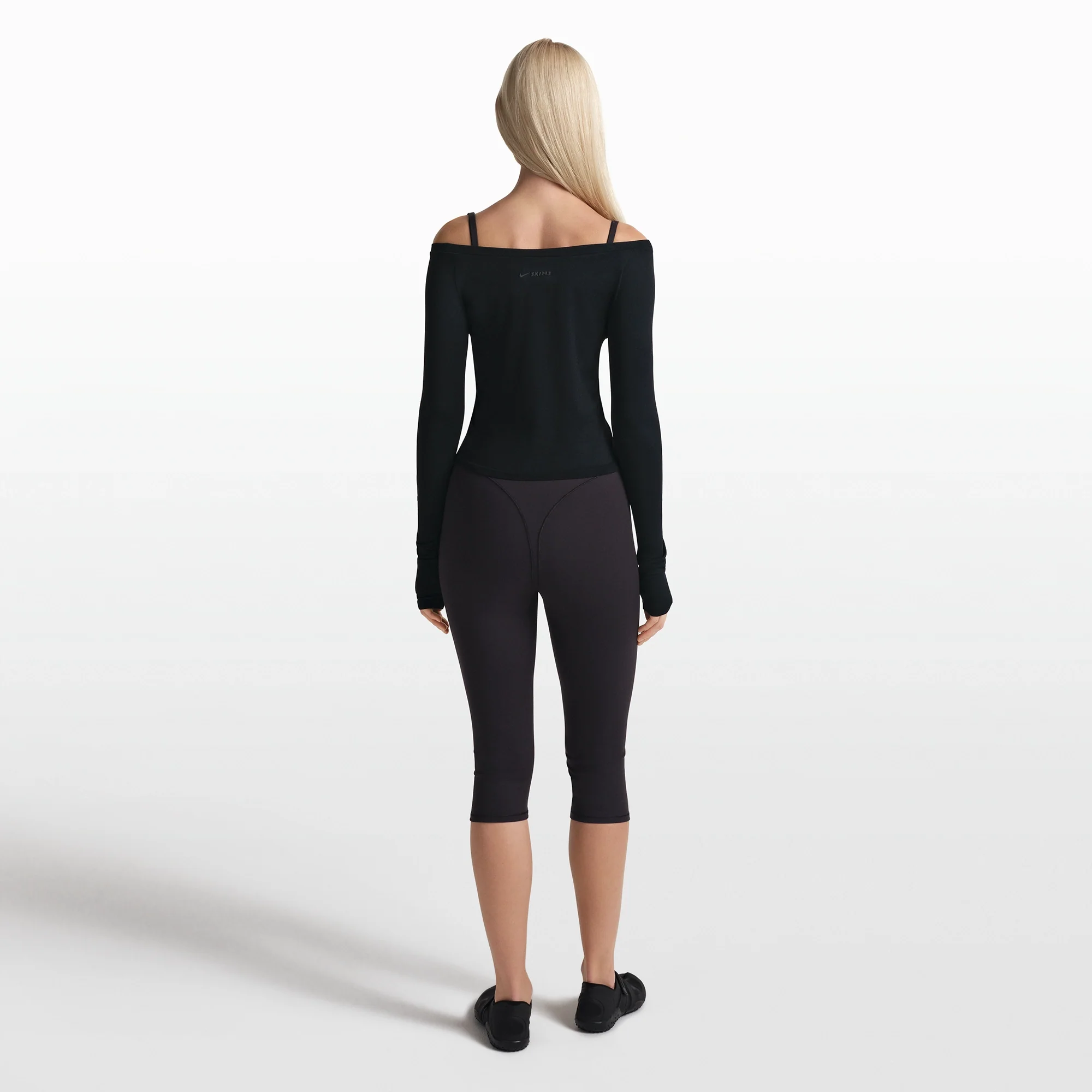 NikeSKIMS STRETCH KNIT LONG SLEEVE BOATNECK TOP | OBSIDIAN - Image 6