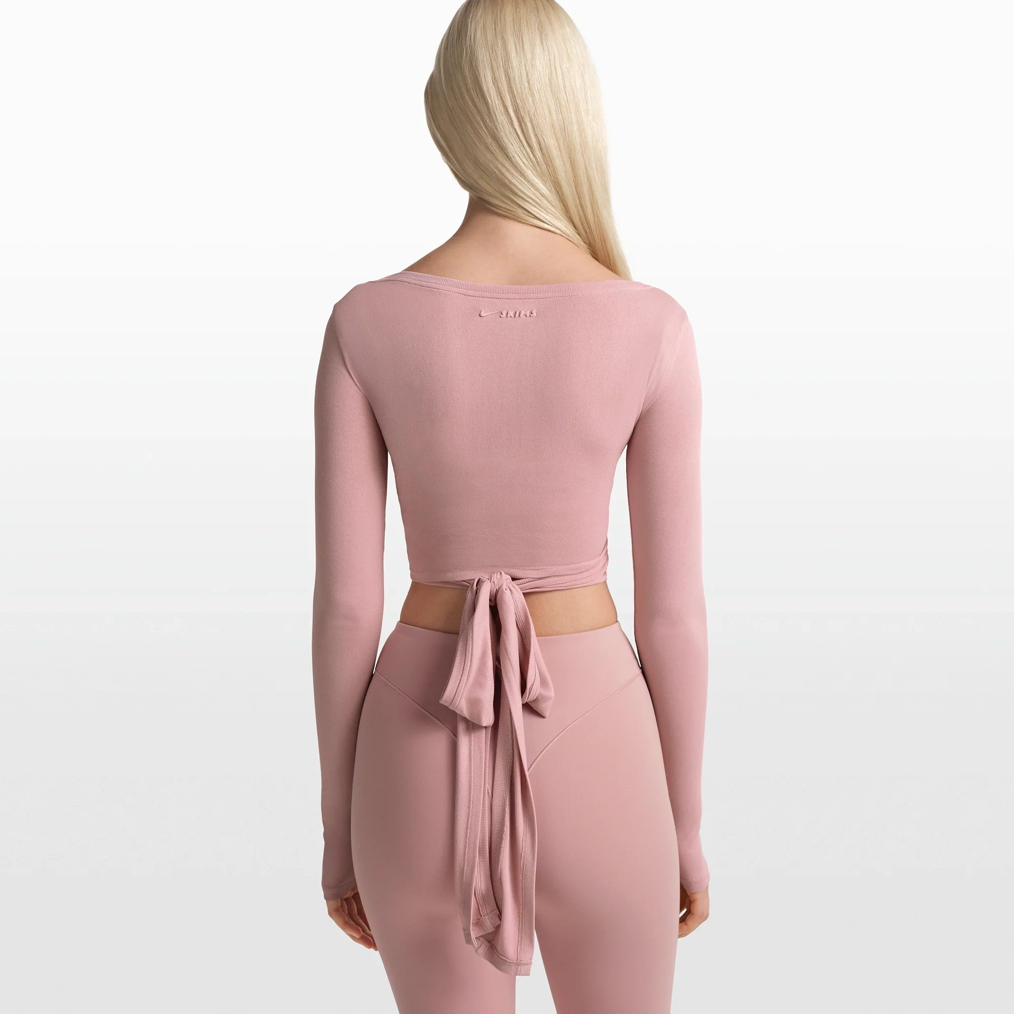 NikeSKIMS STRETCH KNIT WRAP LONG SLEEVE CROPPED TOP | HIMALAYAN - Image 6