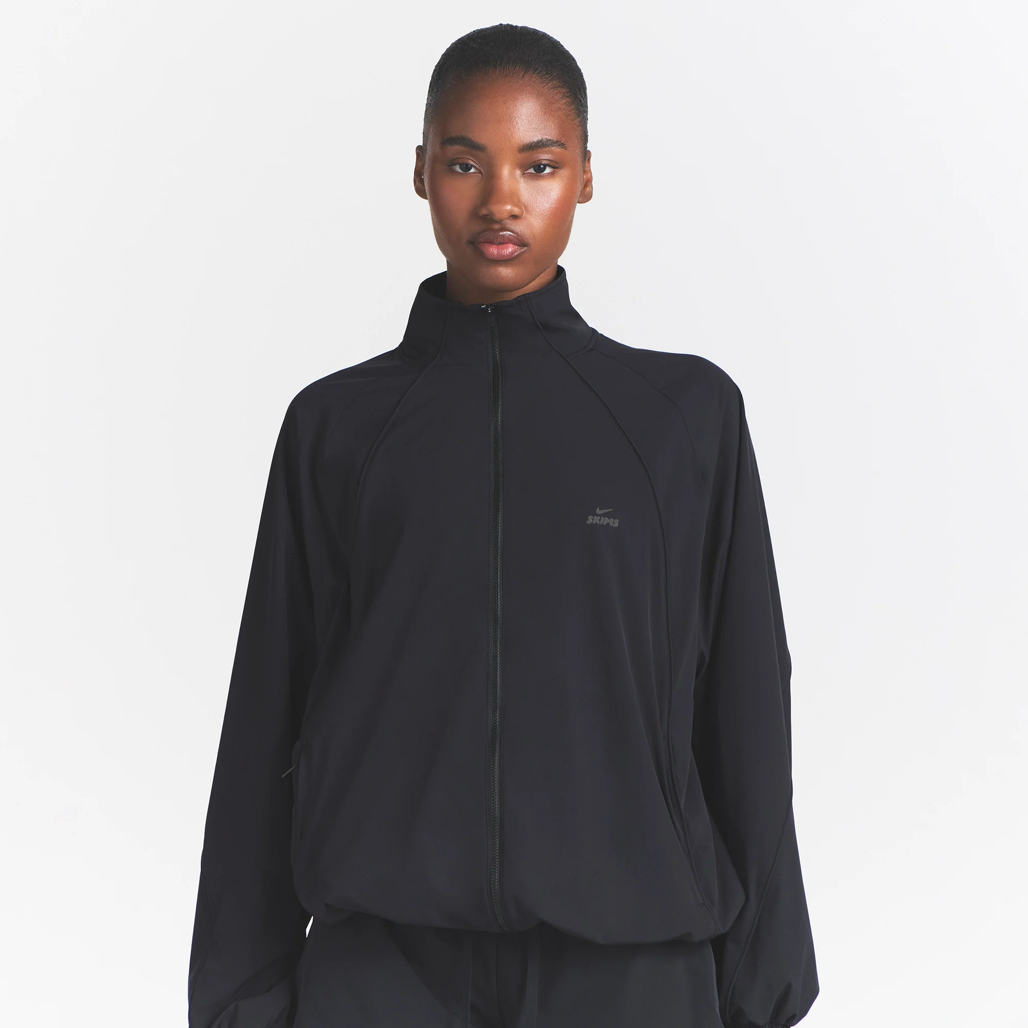 NikeSKIMS STRETCH NYLON OVERSIZED TRACK JACKET | OBSIDIAN - Image 3
