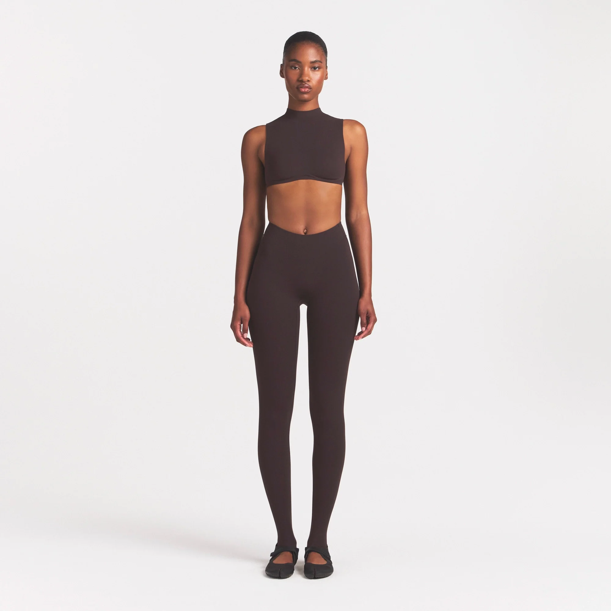 NikeSKIMS STUDIO STRETCH MOCK NECK BRA TOP | DARK ROAST - Image 2