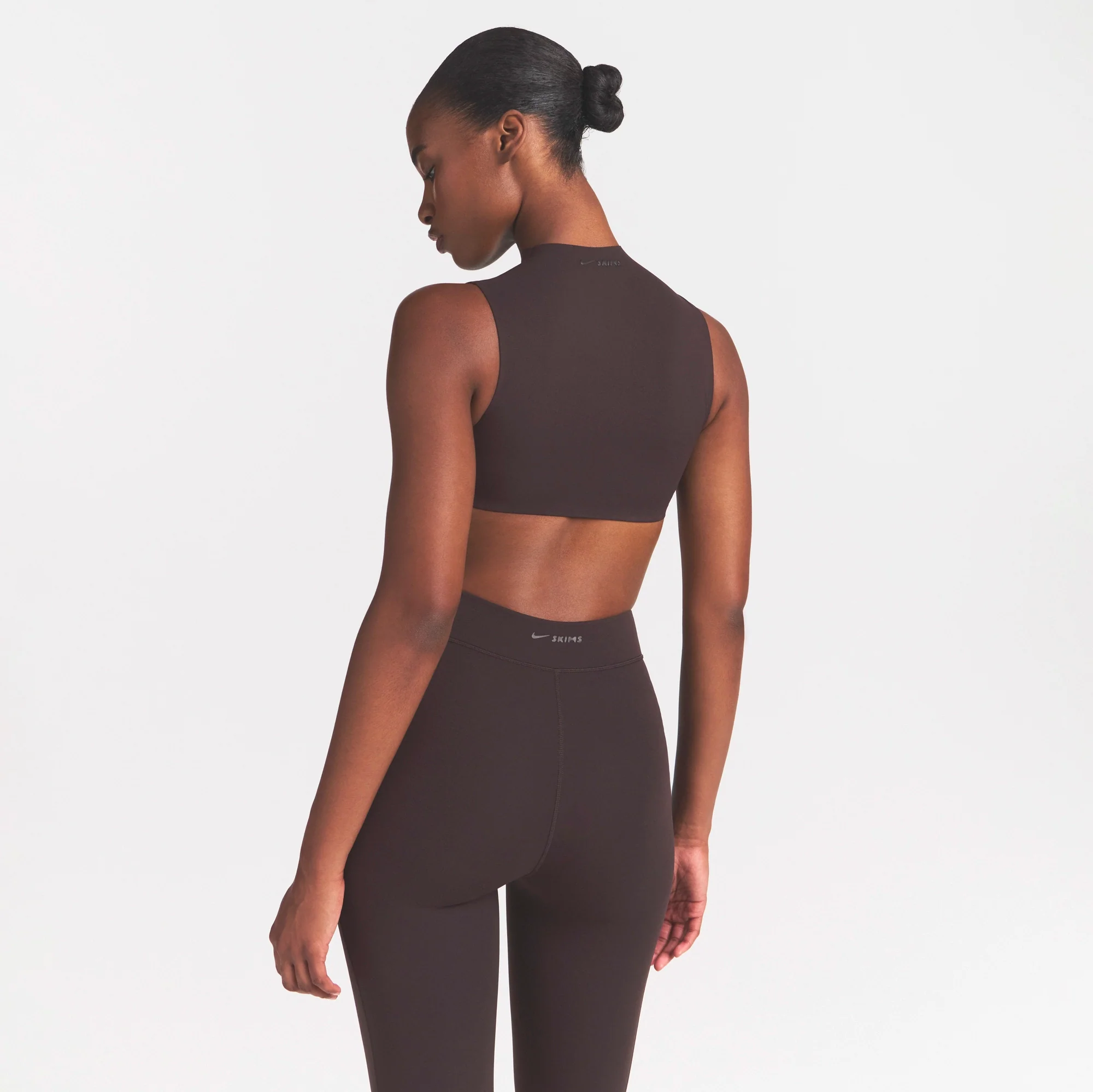 NikeSKIMS STUDIO STRETCH MOCK NECK BRA TOP | DARK ROAST - Image 5