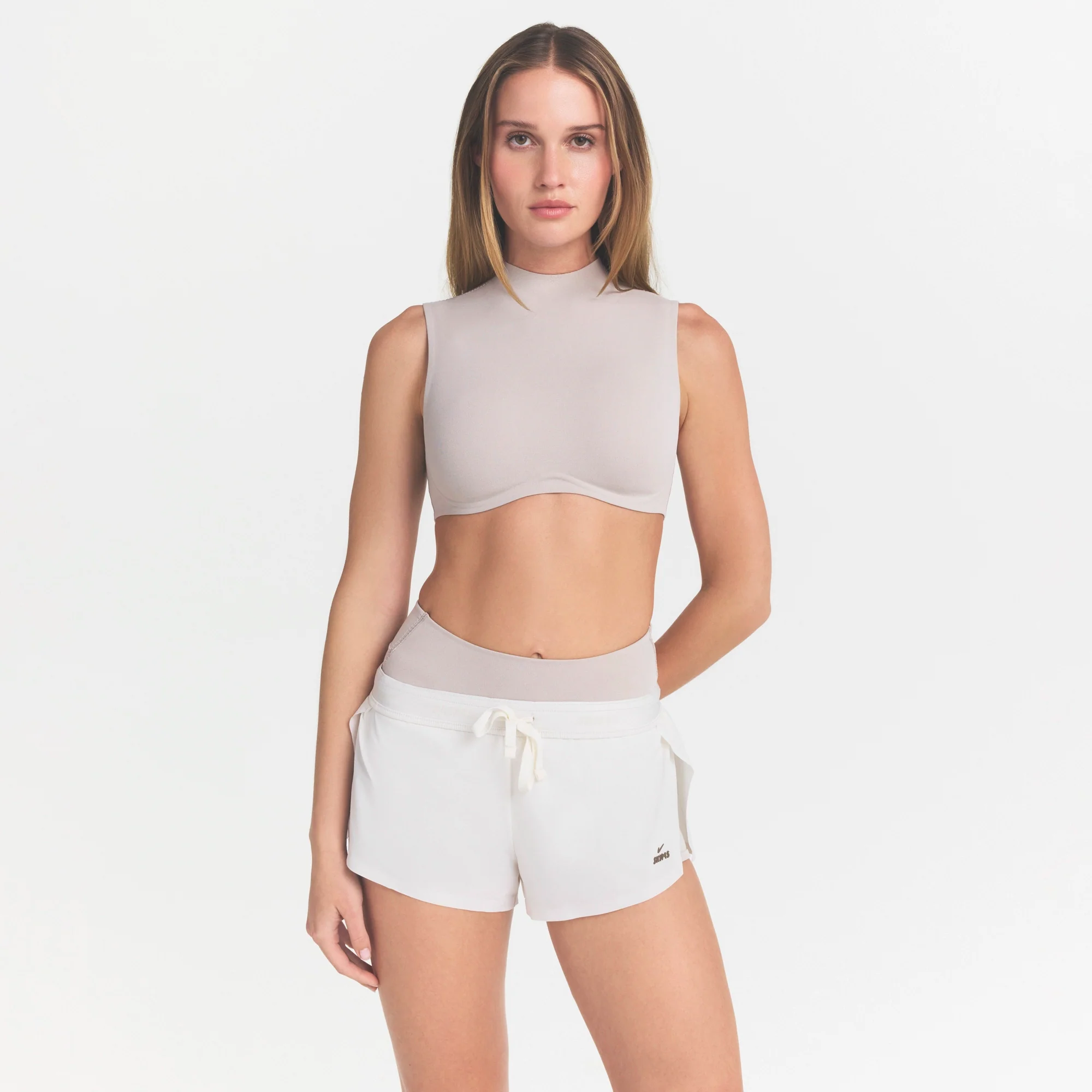 NikeSKIMS STUDIO STRETCH MOCK NECK BRA TOP | LINEN - Image 3