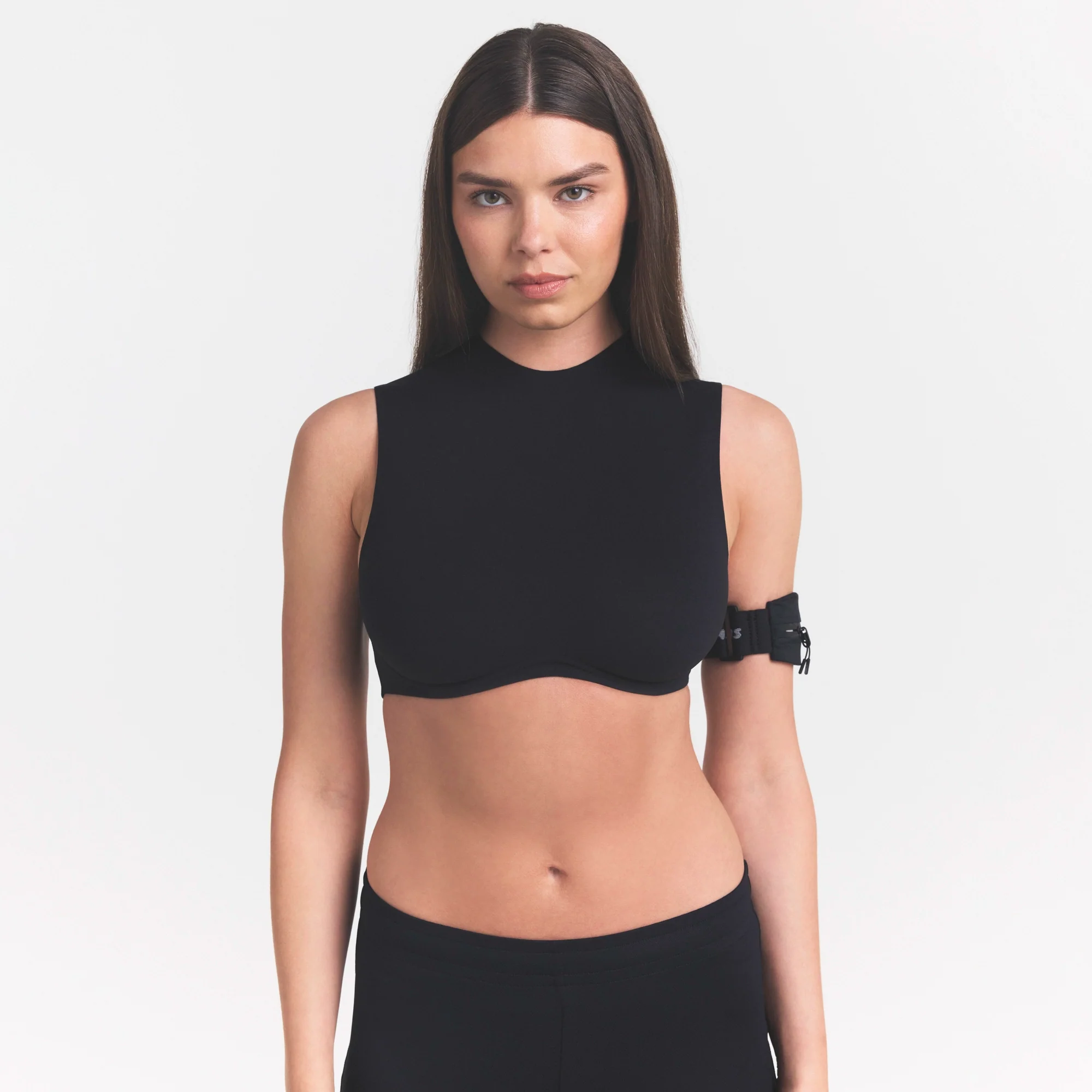 NikeSKIMS STUDIO STRETCH MOCK NECK BRA TOP | OBSIDIAN - Image 3