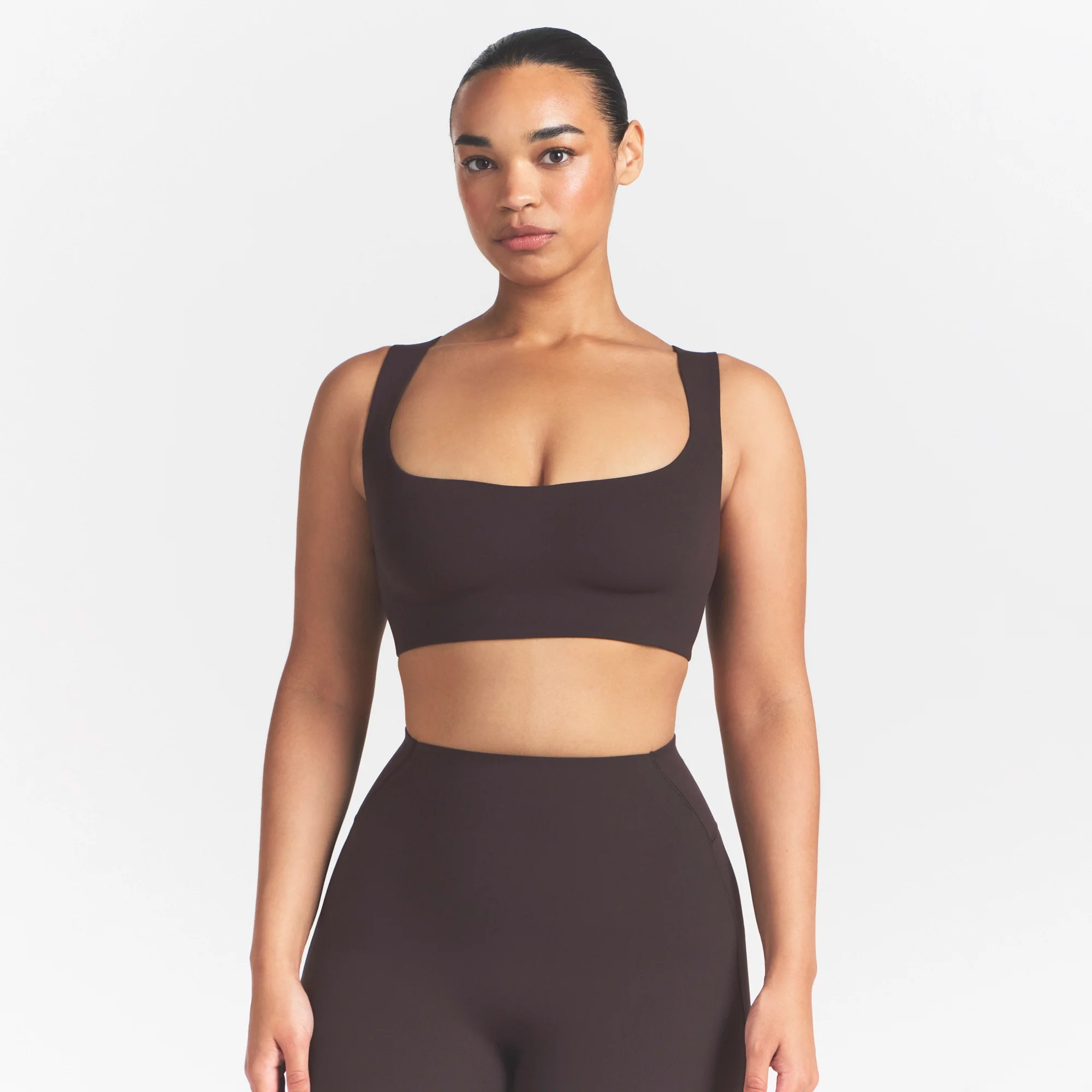 NikeSKIMS STUDIO STRETCH RACER BACK BRA | DARK ROAST - Image 3