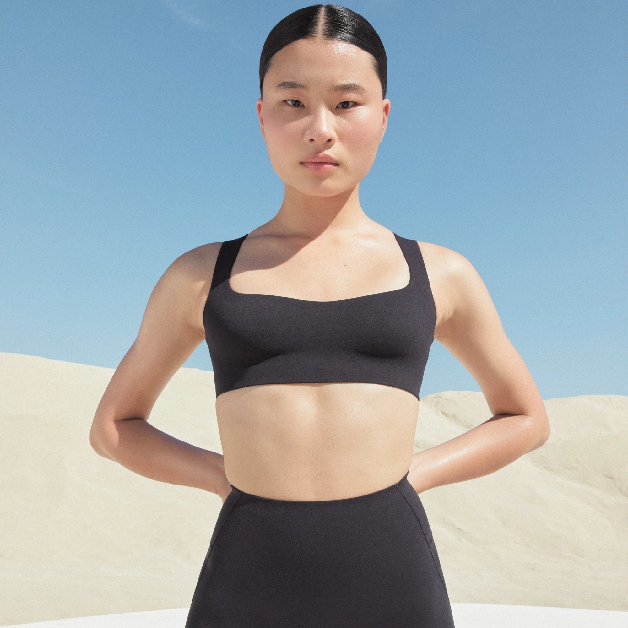 NikeSKIMS STUDIO STRETCH RACER BACK BRA | OBSIDIAN - Image 6