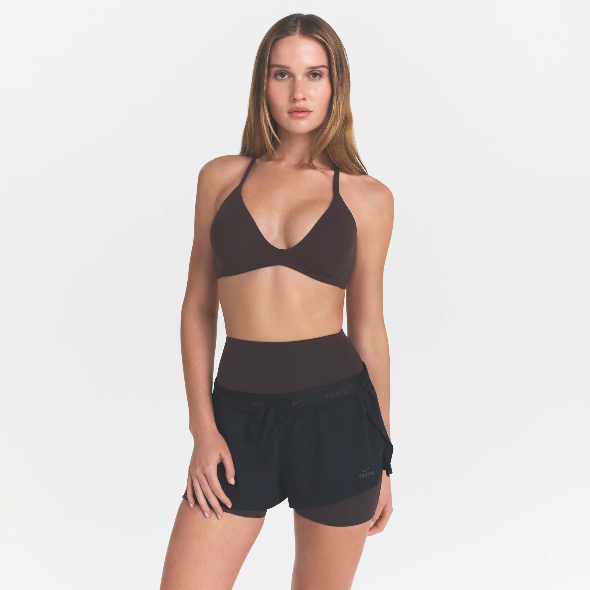 NikeSKIMS STUDIO STRETCH T-BACK TRIANGLE BRA | DARK ROAST - Image 4