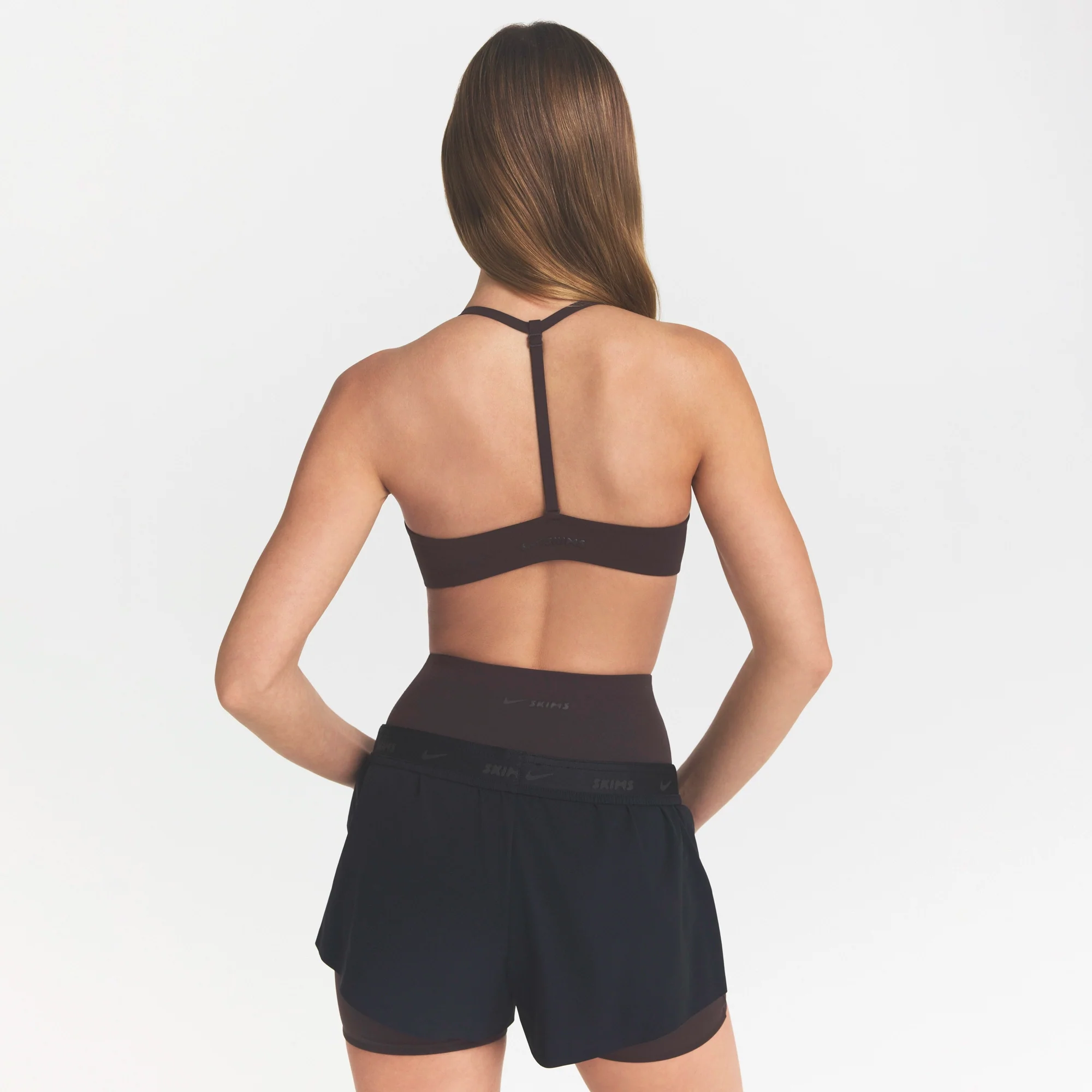 NikeSKIMS STUDIO STRETCH T-BACK TRIANGLE BRA | DARK ROAST - Image 5