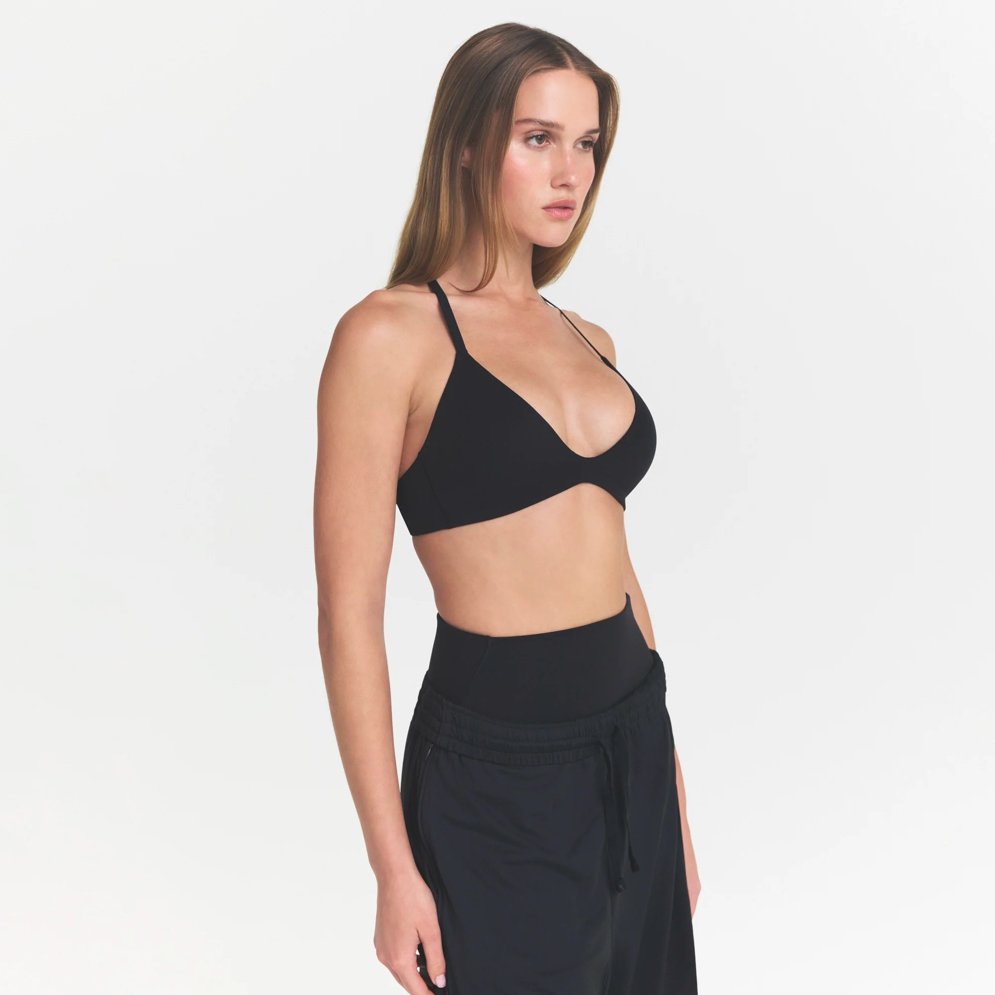 NikeSKIMS STUDIO STRETCH T-BACK TRIANGLE BRA | OBSIDIAN - Image 5