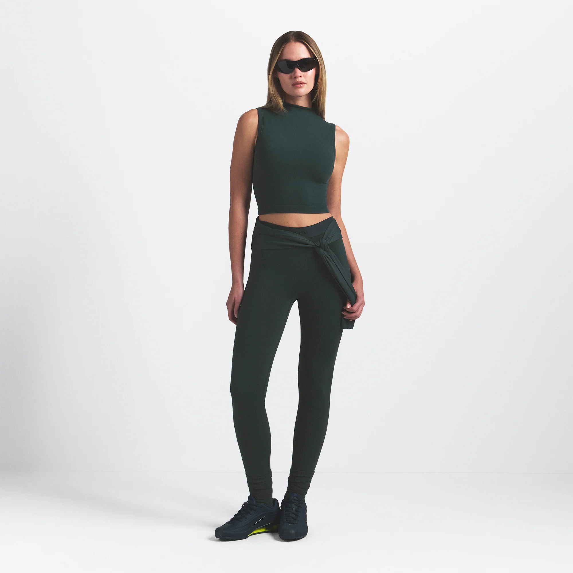 NikeSKIMS VINTAGE SEAMLESS MOCK NECK BRA TOP | DARK TEAL - Image 2