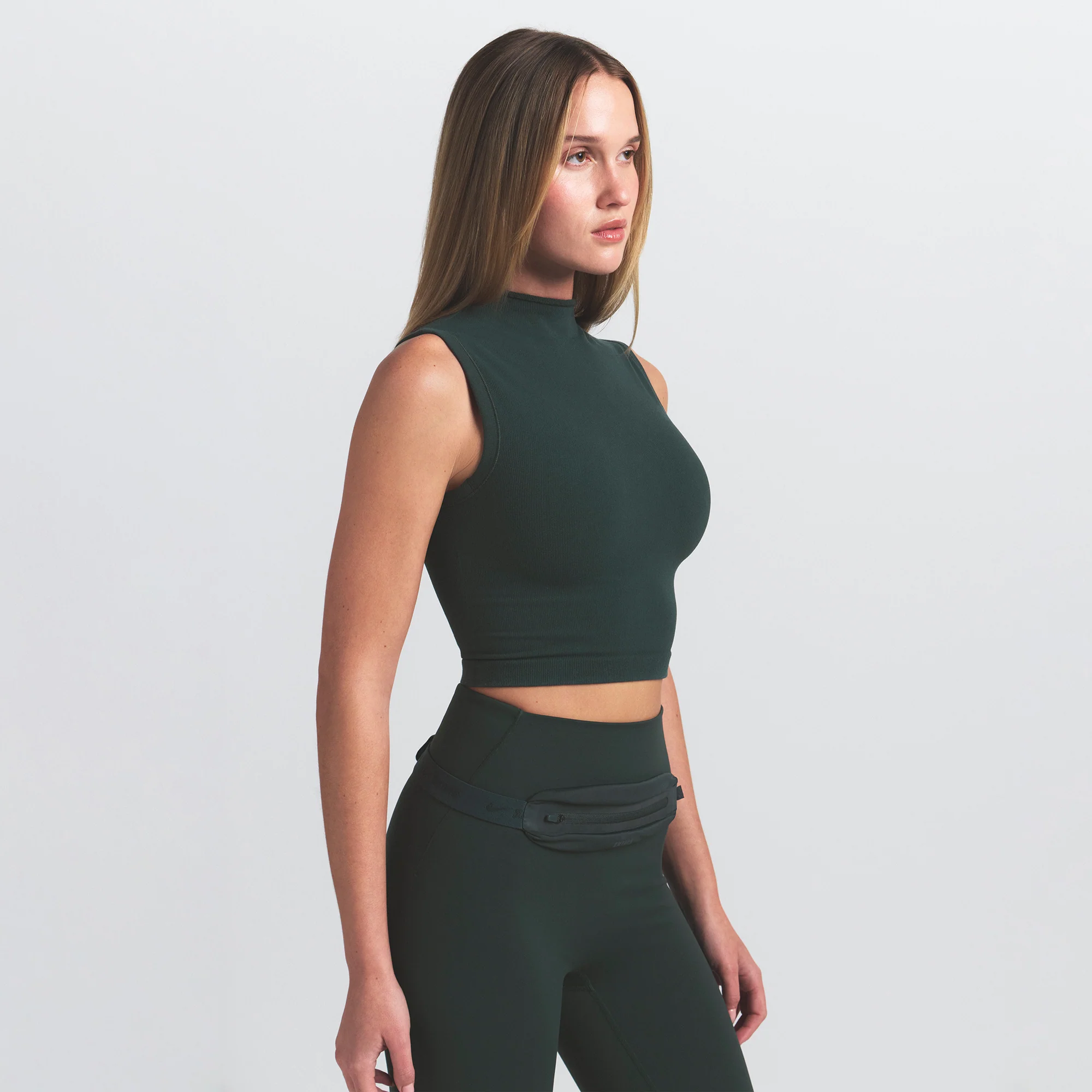 NikeSKIMS VINTAGE SEAMLESS MOCK NECK BRA TOP | DARK TEAL - Image 4