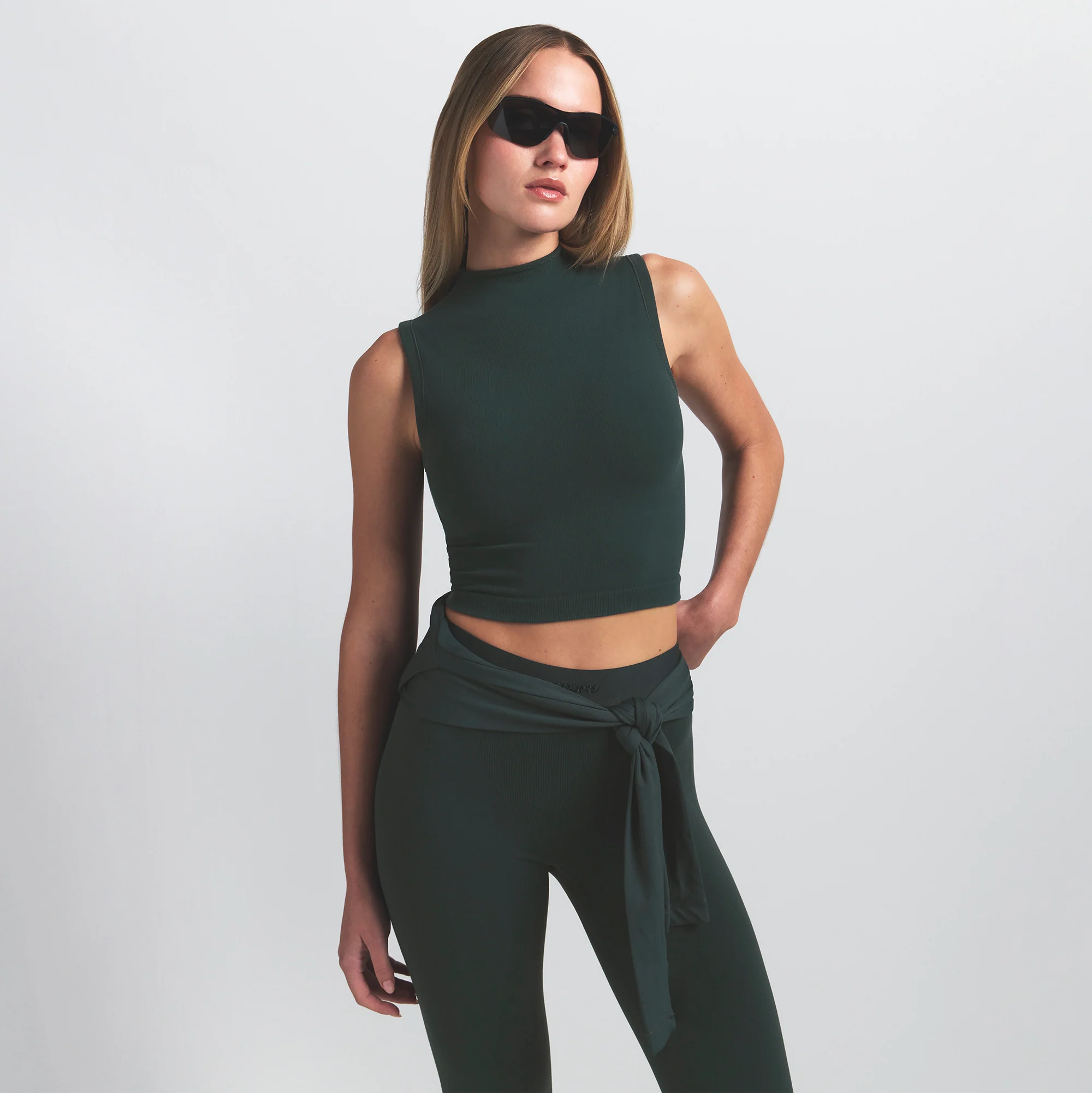 NikeSKIMS VINTAGE SEAMLESS MOCK NECK BRA TOP | DARK TEAL - Image 5