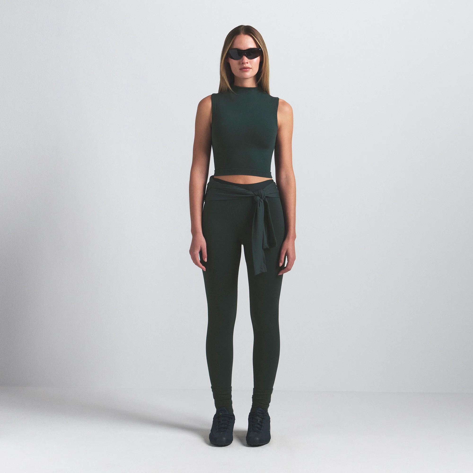 NikeSKIMS VINTAGE SEAMLESS MOCK NECK BRA TOP | DARK TEAL - Image 6