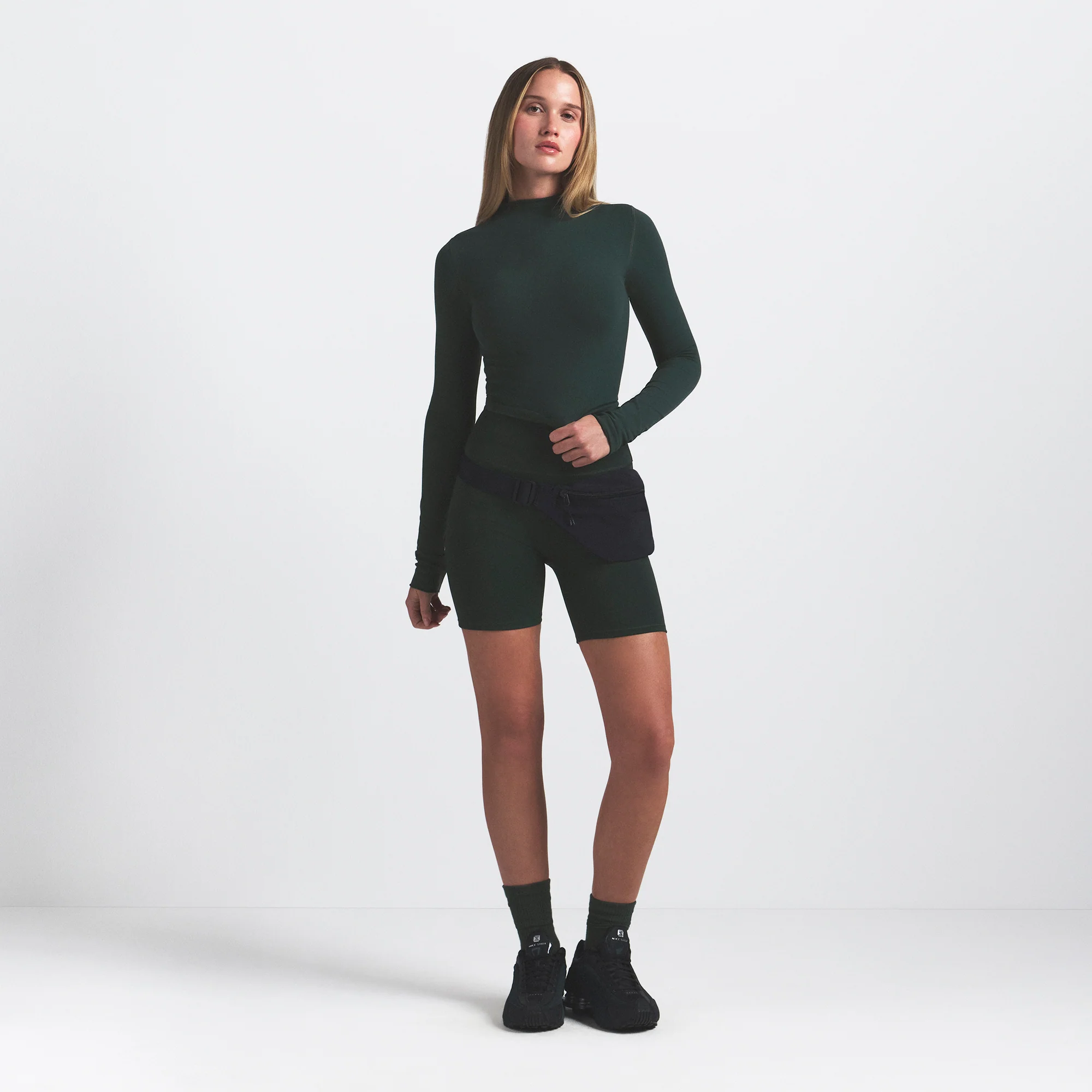 NikeSKIMS VINTAGE SEAMLESS MOCK NECK CROP TOP | DARK TEAL - Image 2