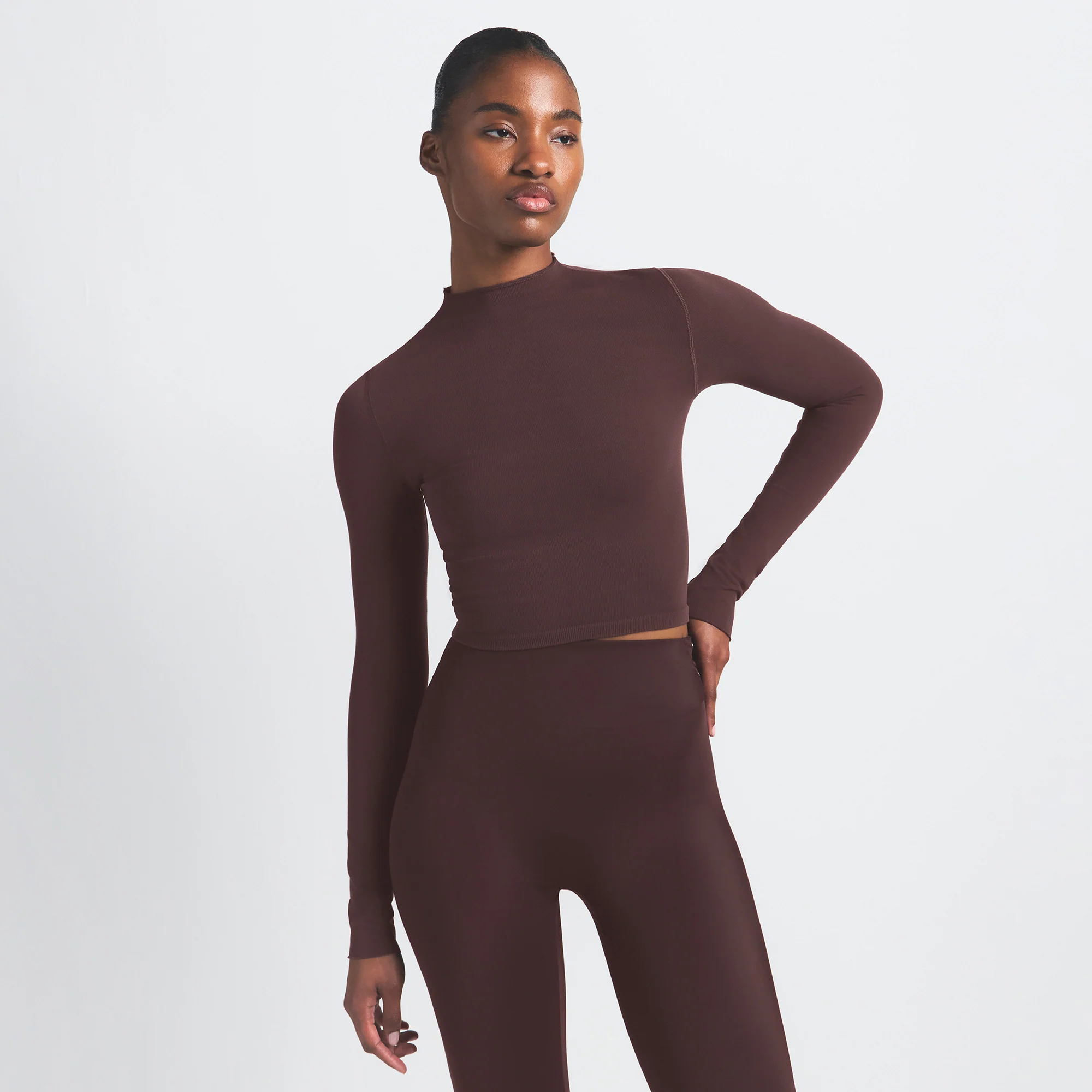 NikeSKIMS VINTAGE SEAMLESS MOCK NECK CROP TOP | PHOENIX - Image 2