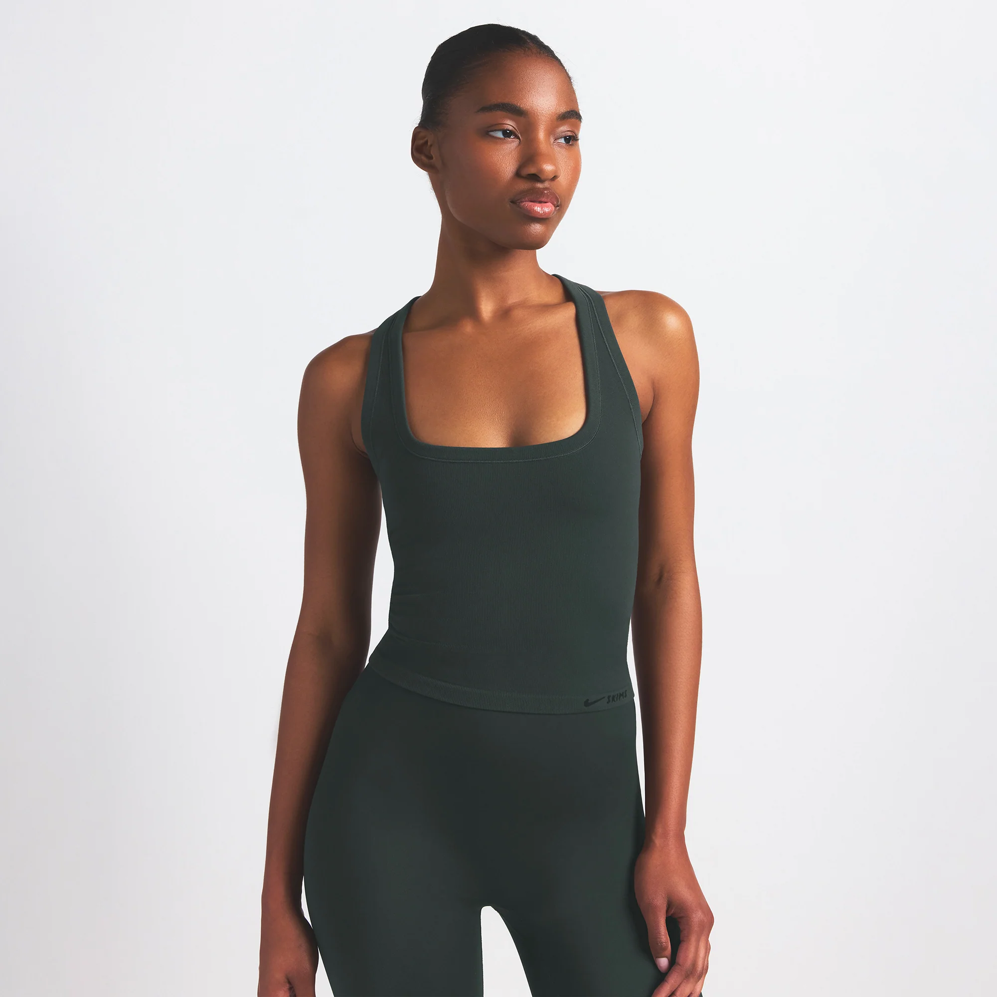 NikeSKIMS VINTAGE SEAMLESS RACER BACK TANK | DARK TEAL - Image 3
