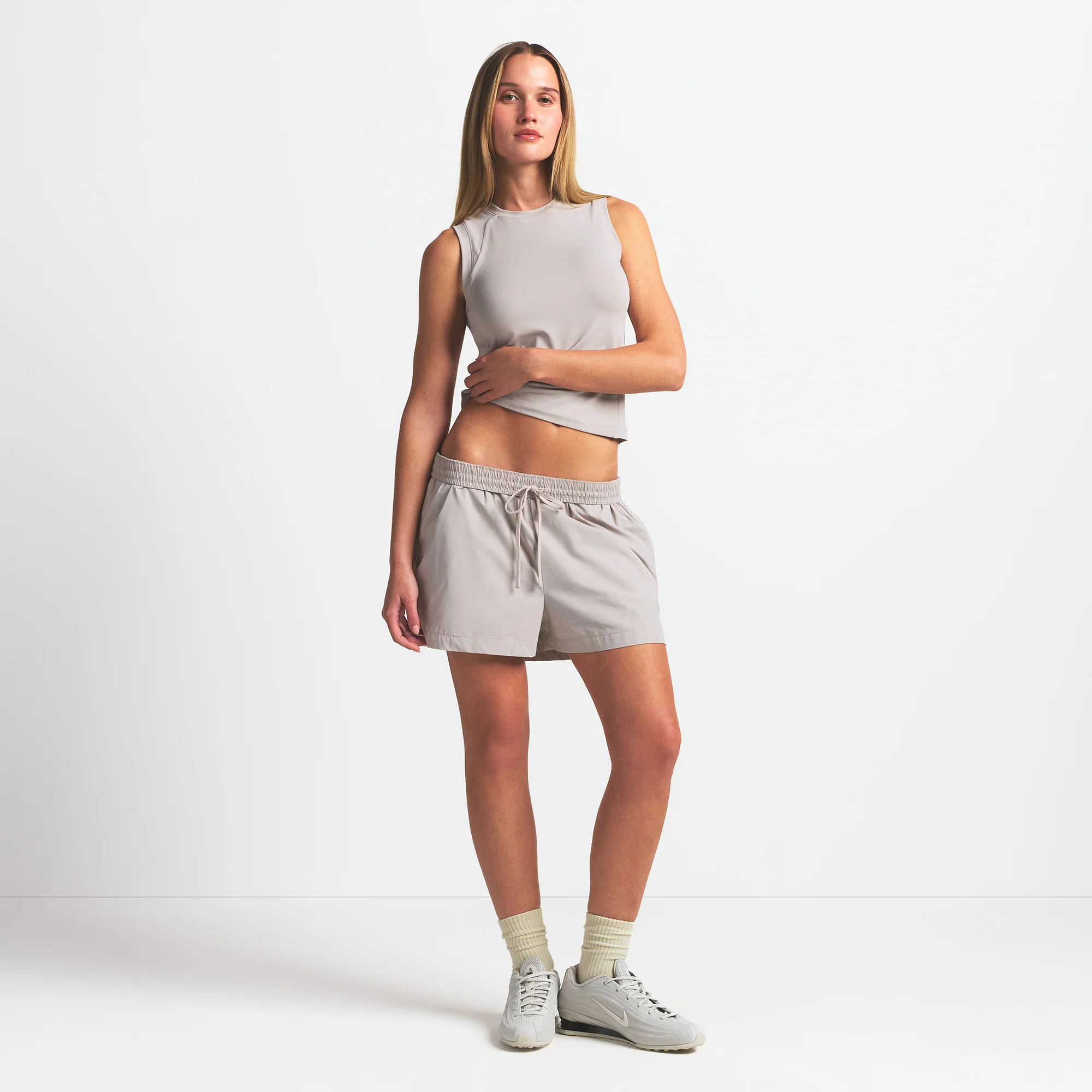 NikeSKIMS WOVEN NYLON 5" TRACK SHORT | STONE - Image 2