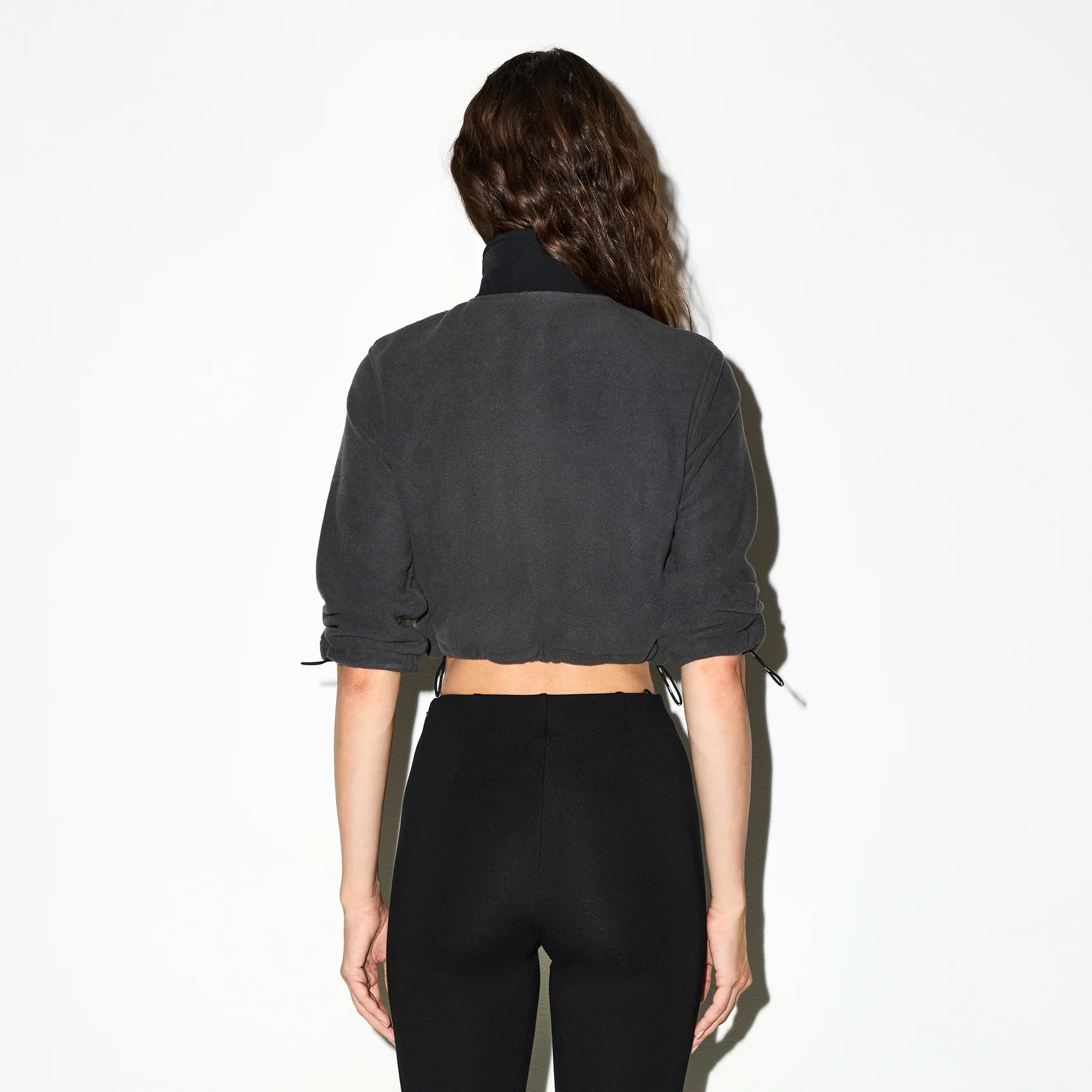 OUTDOOR FLEECE CROPPED 3/4 SLEEVE JACKET | ASH - Image 5
