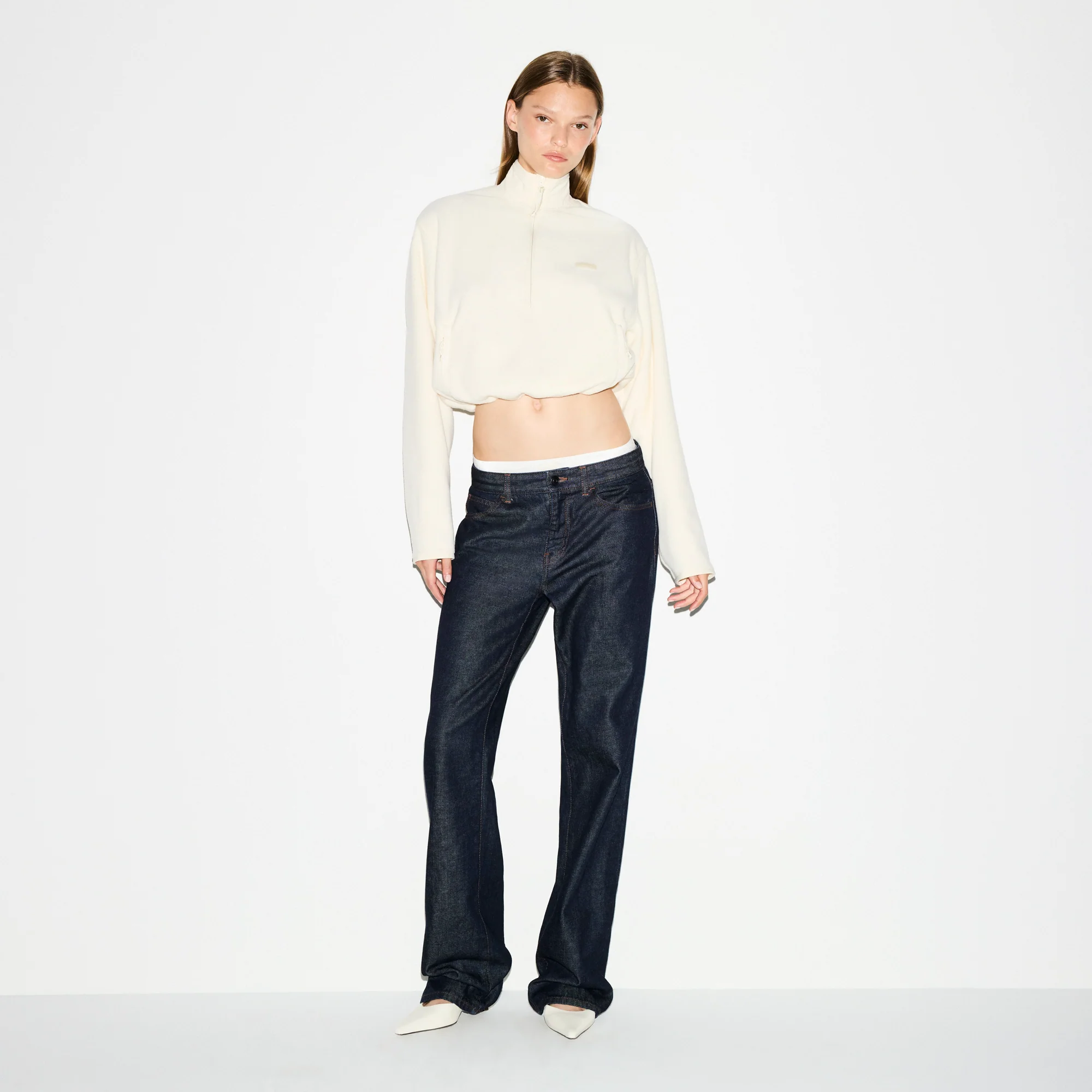 OUTDOOR FLEECE HALF ZIP PULLOVER | ECRU - Image 3
