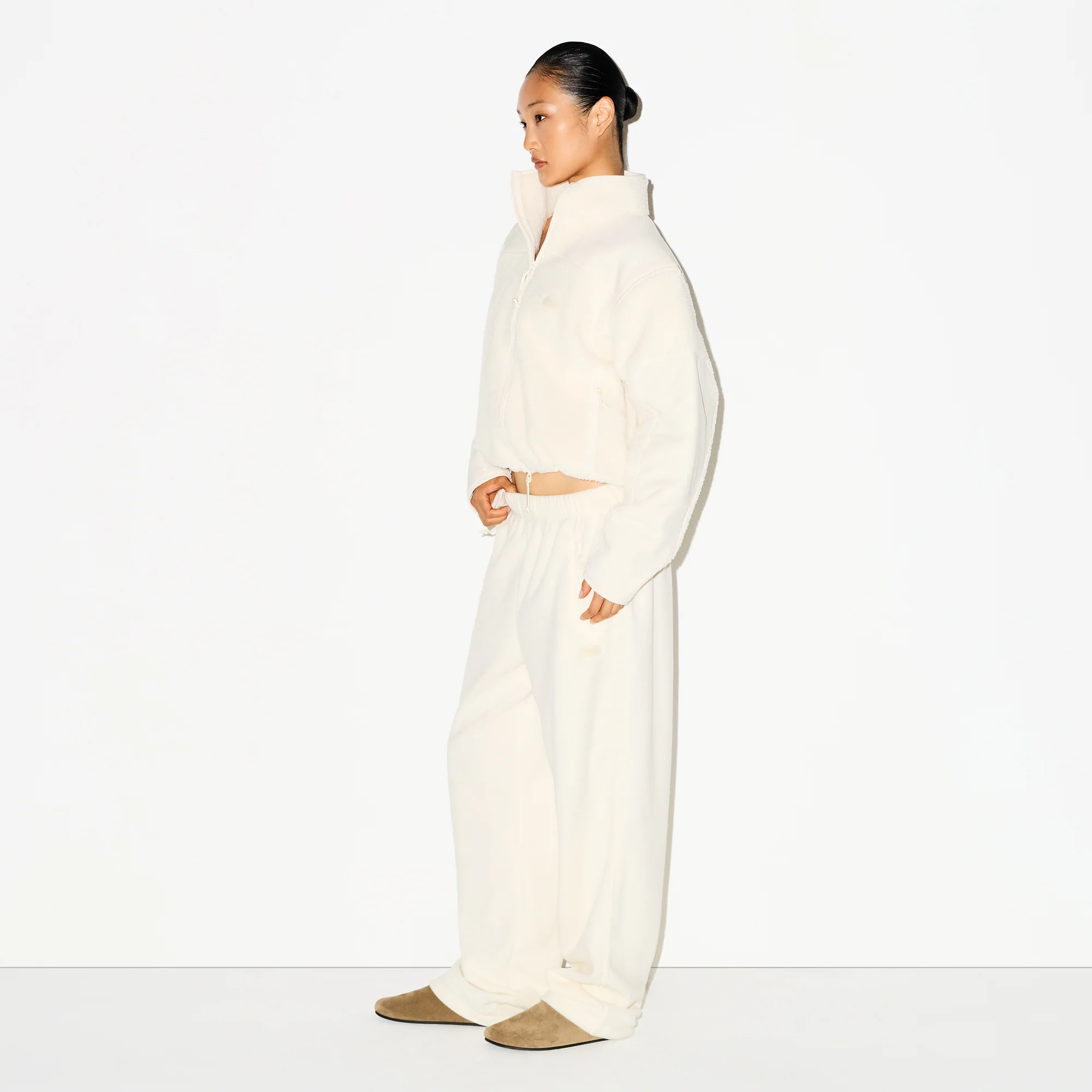 OUTDOOR FLEECE STRAIGHT LEG PANT | ECRU - Image 3