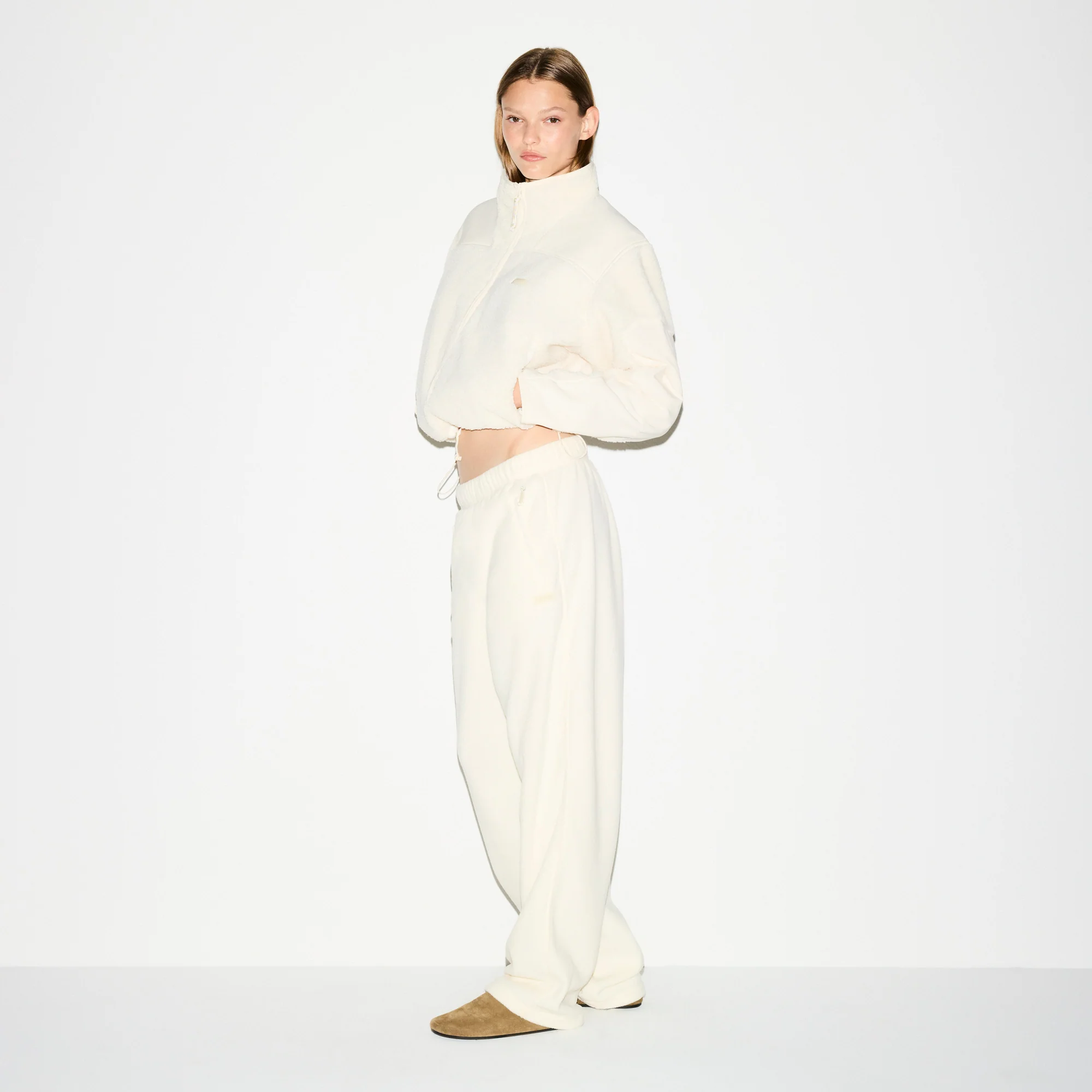 OUTDOOR FLEECE STRAIGHT LEG PANT | ECRU - Image 7