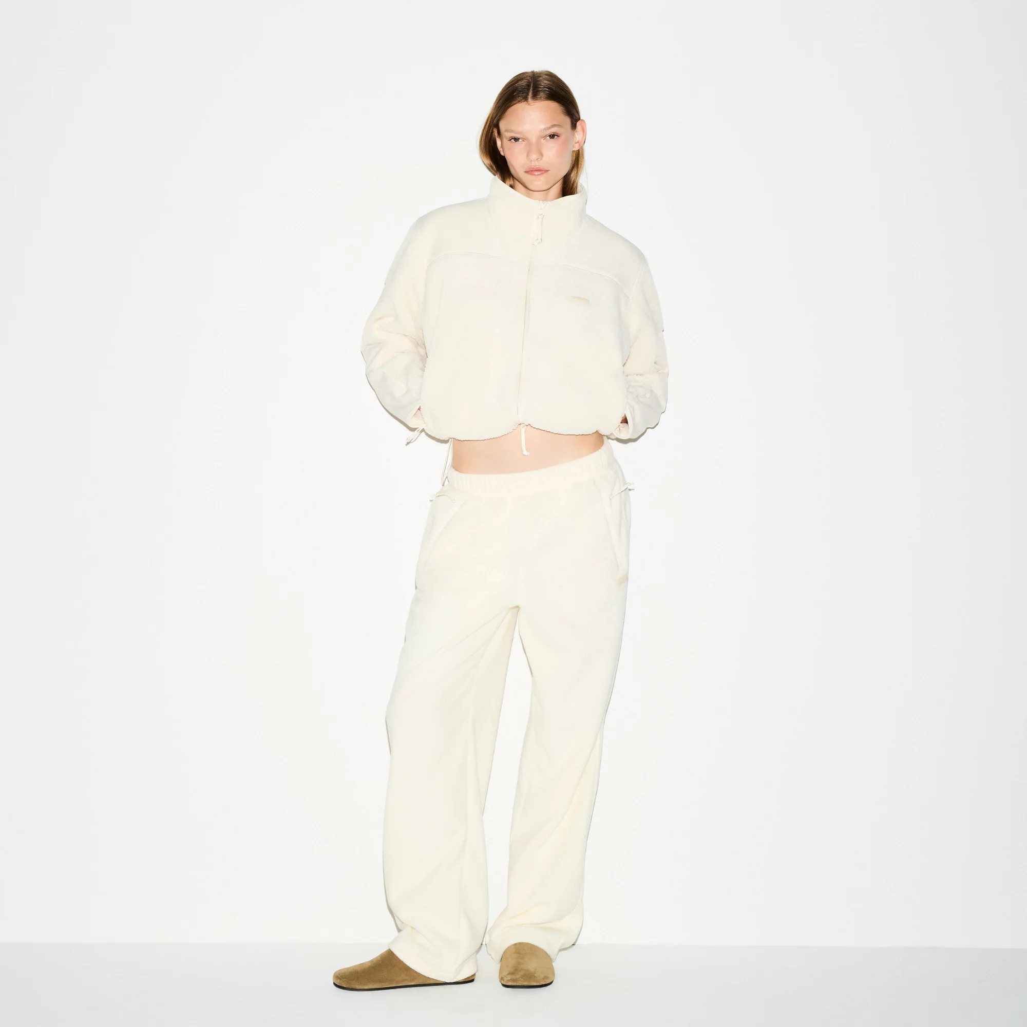 OUTDOOR FLEECE STRAIGHT LEG PANT | ECRU - Image 8