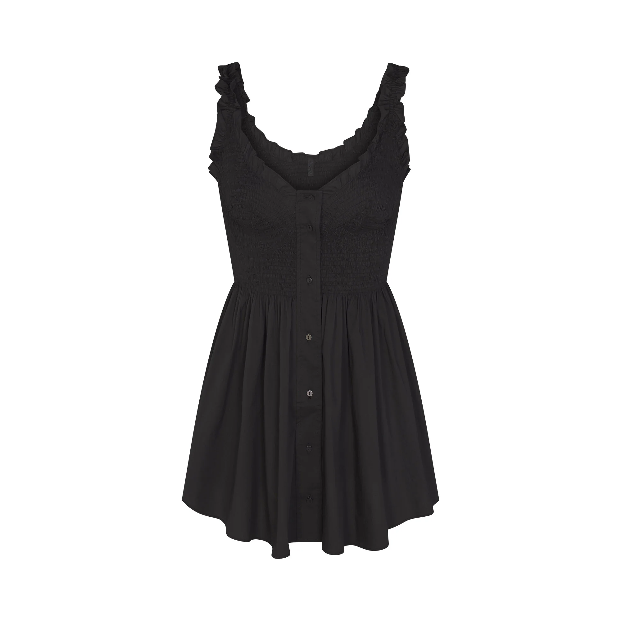 POPLIN APPAREL MINI SMOCKED DRESS | ONYX