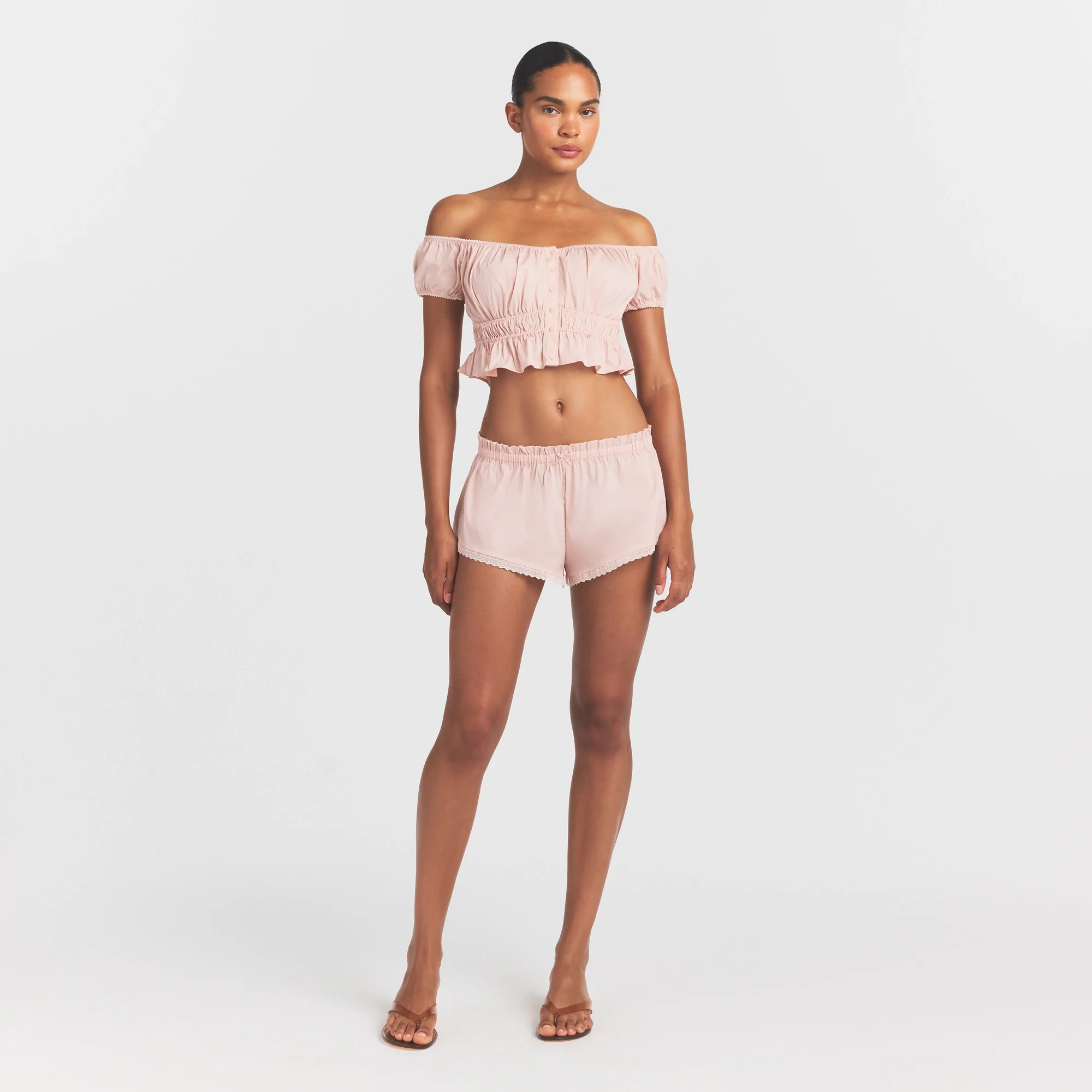 POPLIN APPAREL OFF THE SHOULDER TOP | DUSTY PINK - Image 2