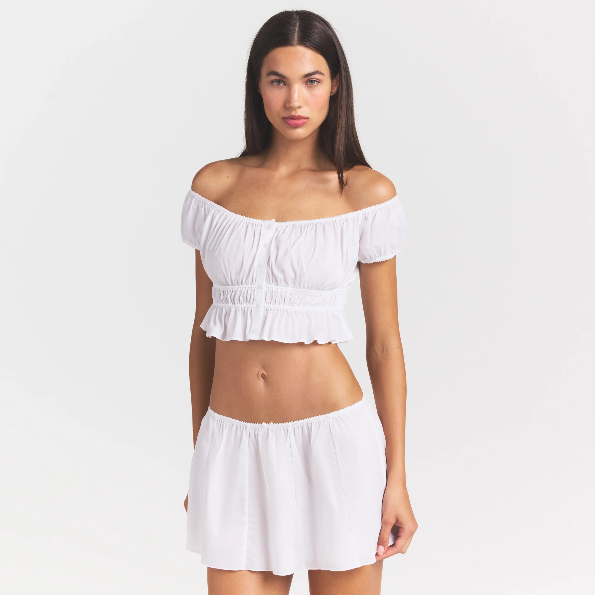 POPLIN APPAREL OFF THE SHOULDER TOP | SNOW - Image 3