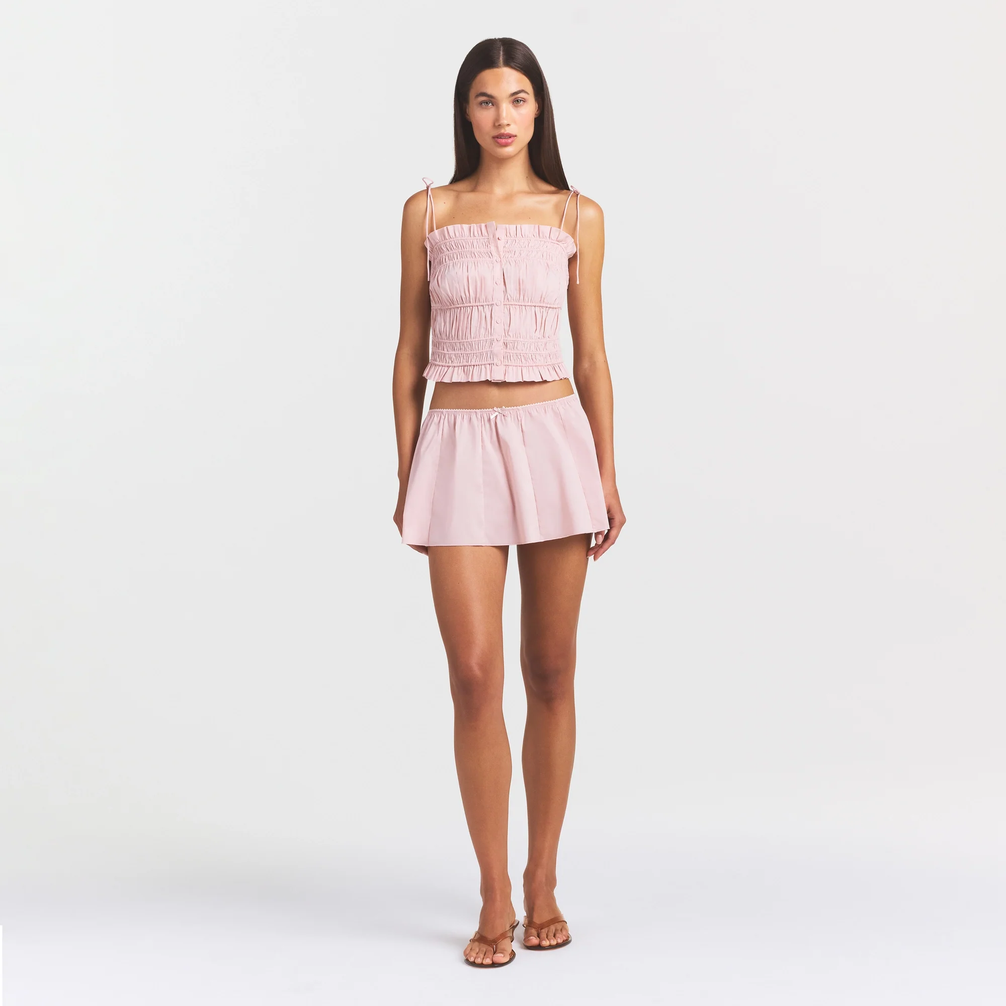 POPLIN APPAREL RUFFLE CAMI | DUSTY PINK - Image 2