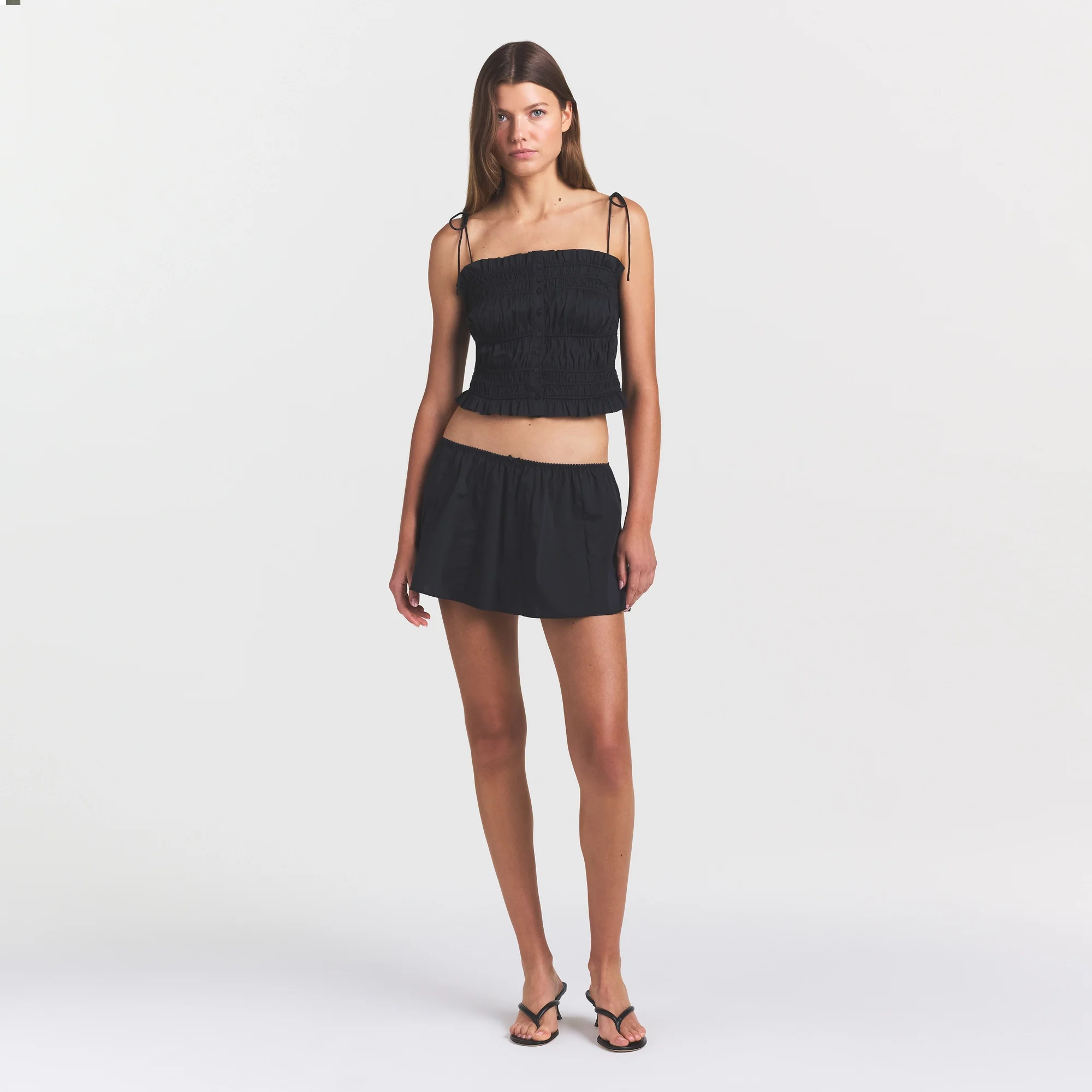 POPLIN APPAREL RUFFLE CAMI | ONYX - Image 2
