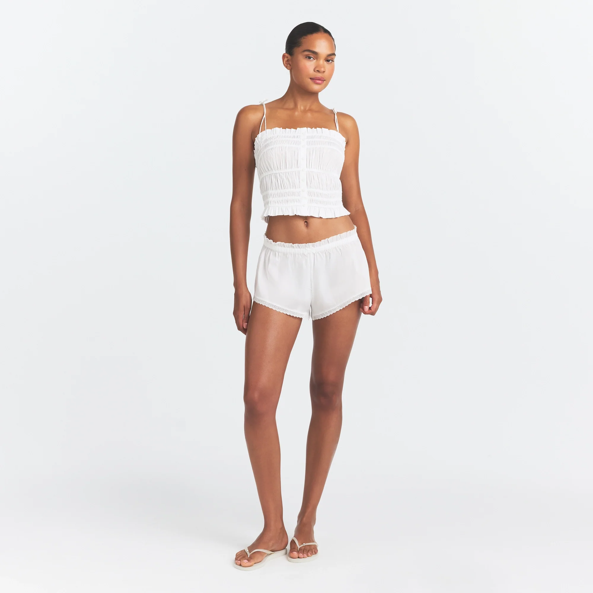 POPLIN APPAREL RUFFLE CAMI | SNOW - Image 2