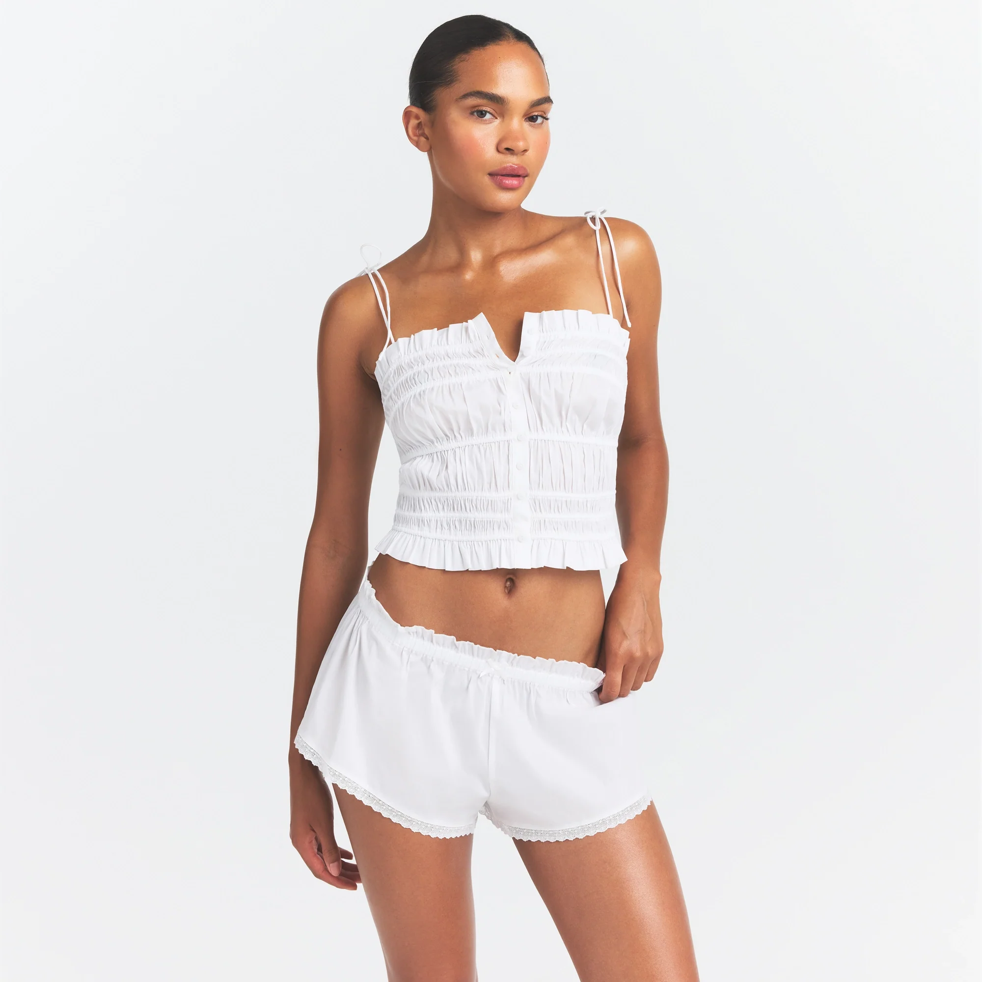 POPLIN APPAREL RUFFLE CAMI | SNOW - Image 3