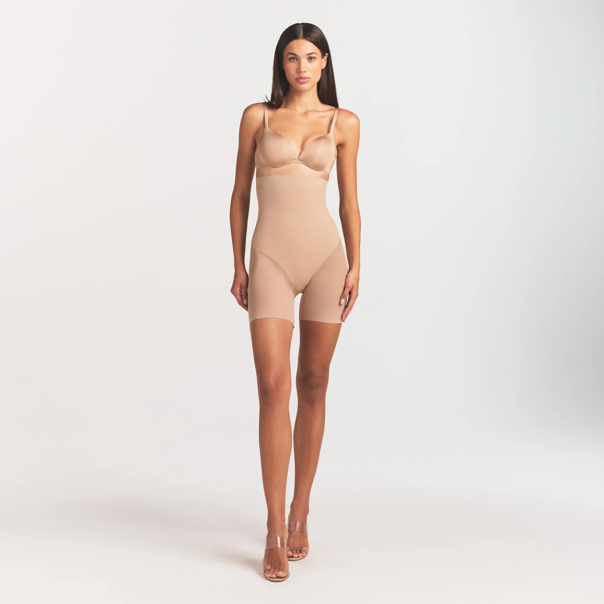 POWER MESH SHAPEWEAR CORE SCULPT HIGH-WAISTED MID THIGH SHORT | CLAY - Image 2